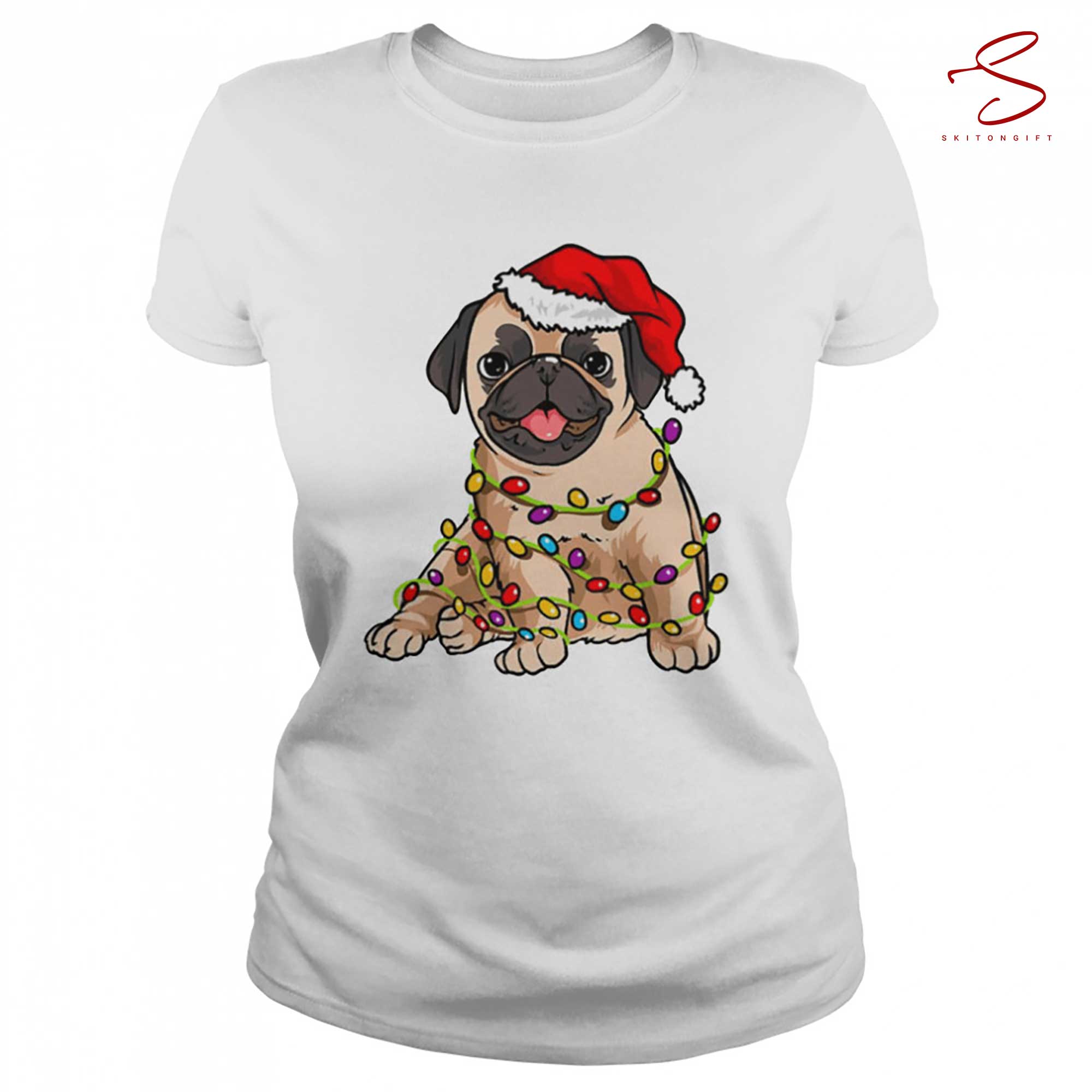 Skitongift Most Wonderful Pug Merry Graphic Xmas Shirt