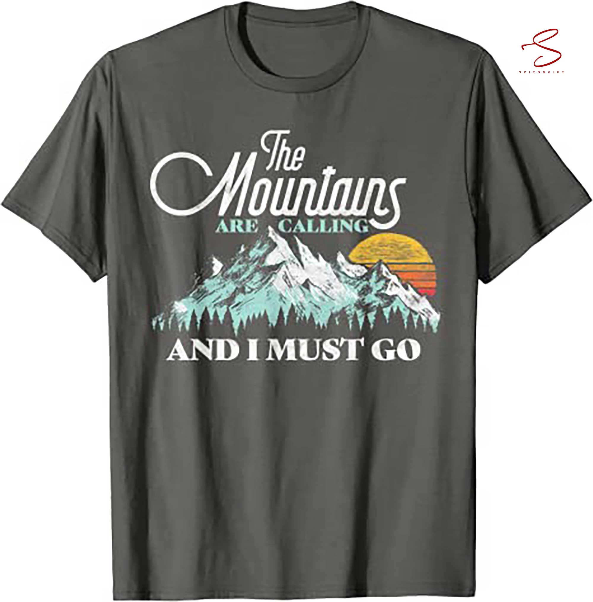 Skitongift Mountains Are Calling  I Must Go Retro 80S Vibe Graphic T Shirt