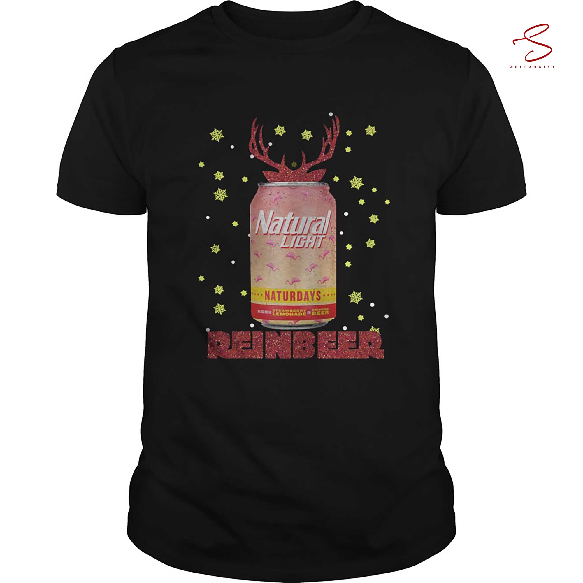 Skitongift Natural Light Strawberry Lemonade Naturdays Reinbeer Christmas Shirt