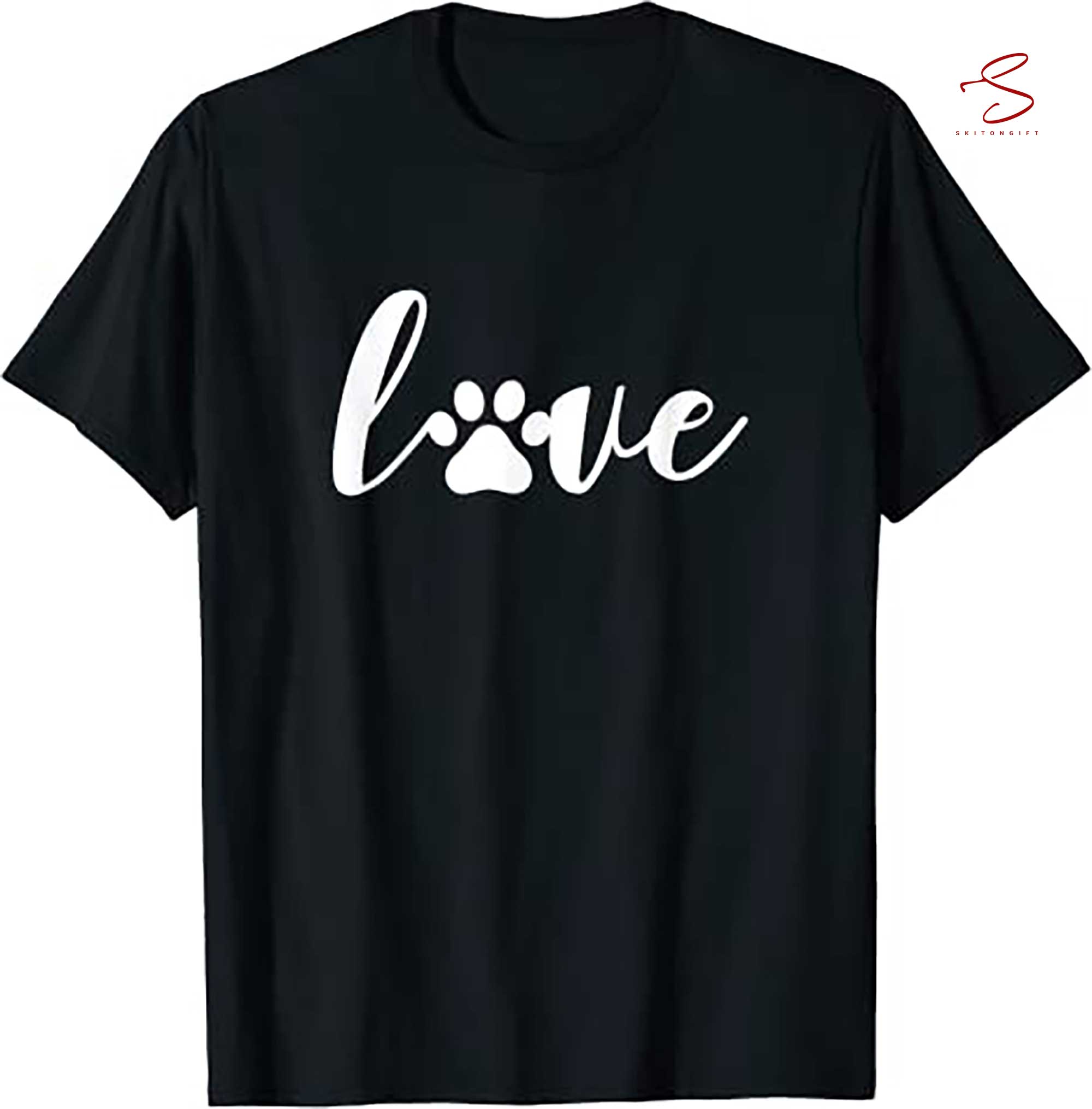 Skitongift Paw Print Love Heart Funny Dog Cat Mom Pet T Shirt Funny Shirts Long Sleeve Tee Hoody Hoodie Heavyweight Pullover Hoodies Sweater