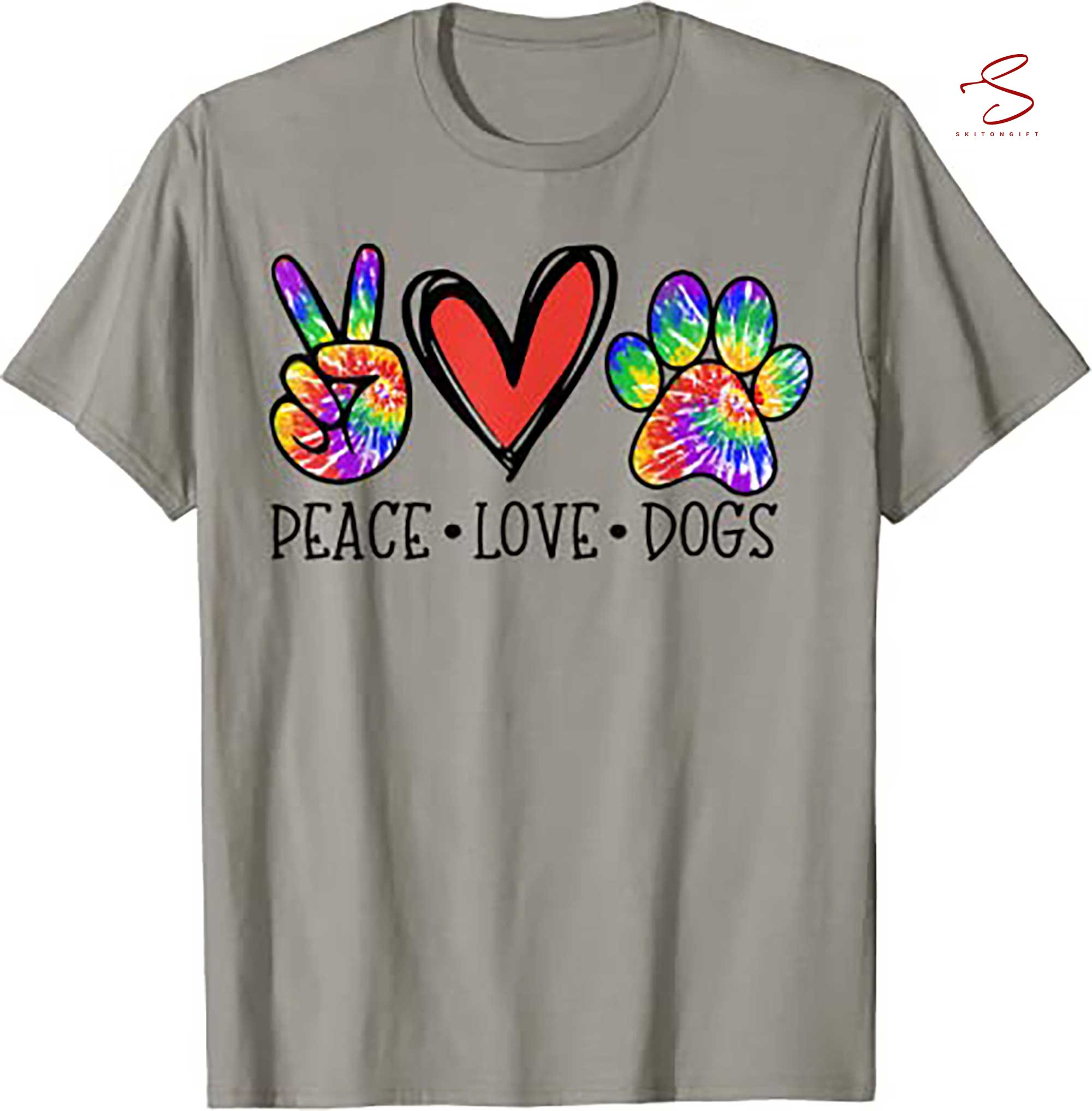 Skitongift Peace Love Dogs Rescue Womens T Shirt