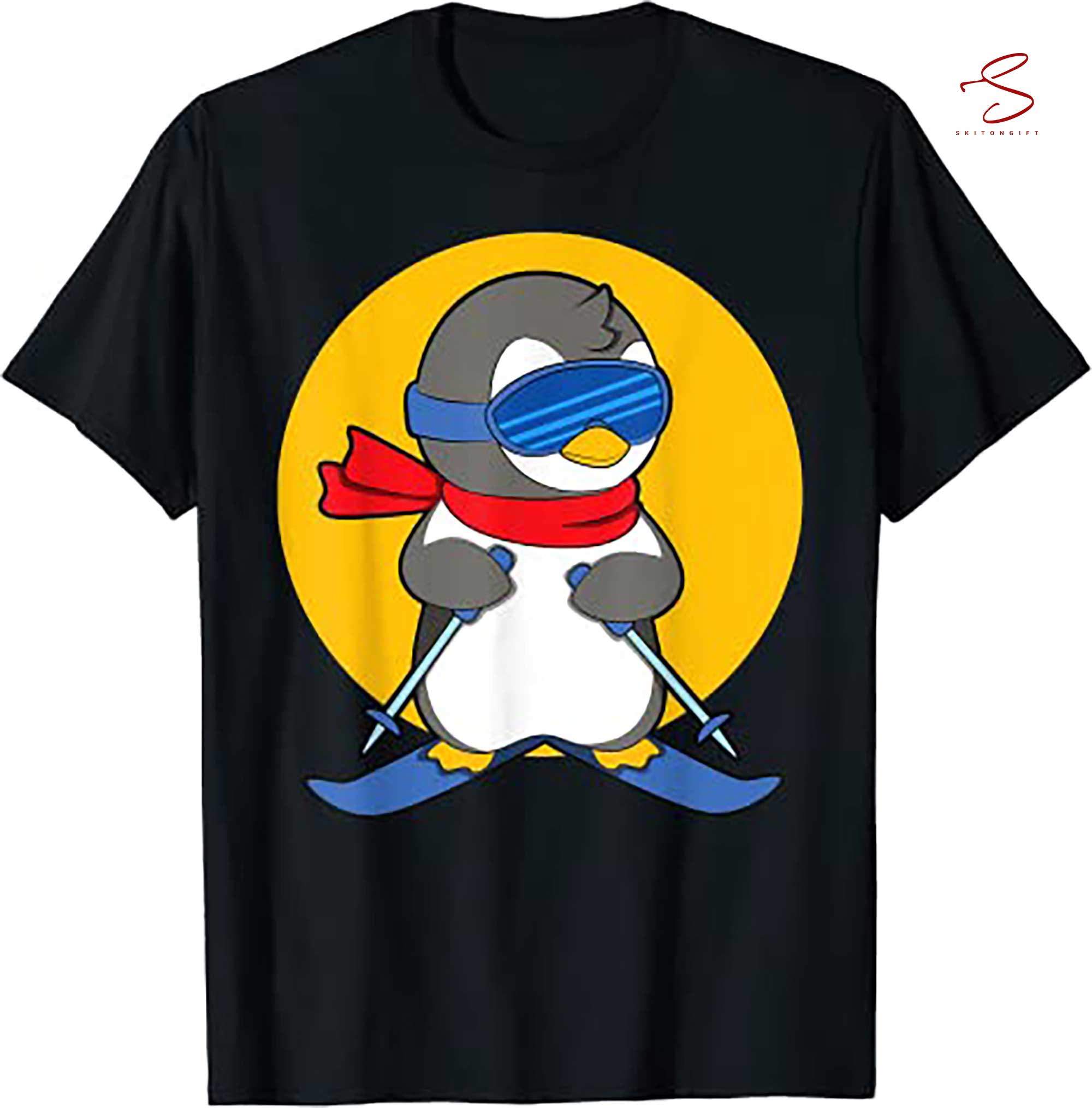 Skitongift Penguin Skier Skiing T Shirt