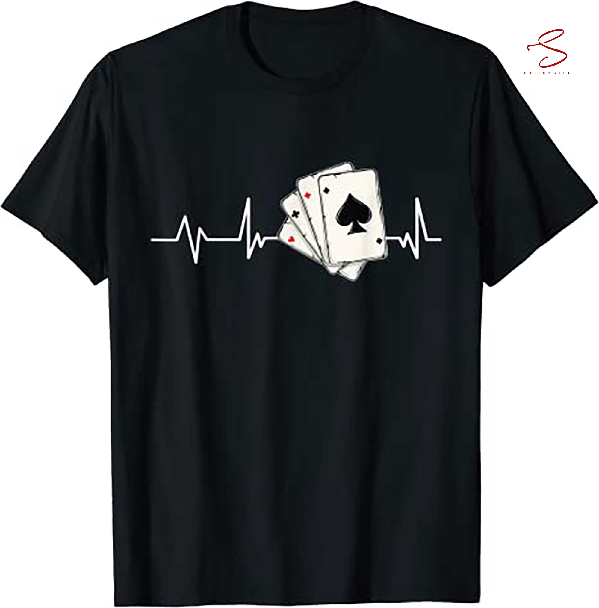 Skitongift Poker Player Heartbeat Ekg Gift Poker T Shirt