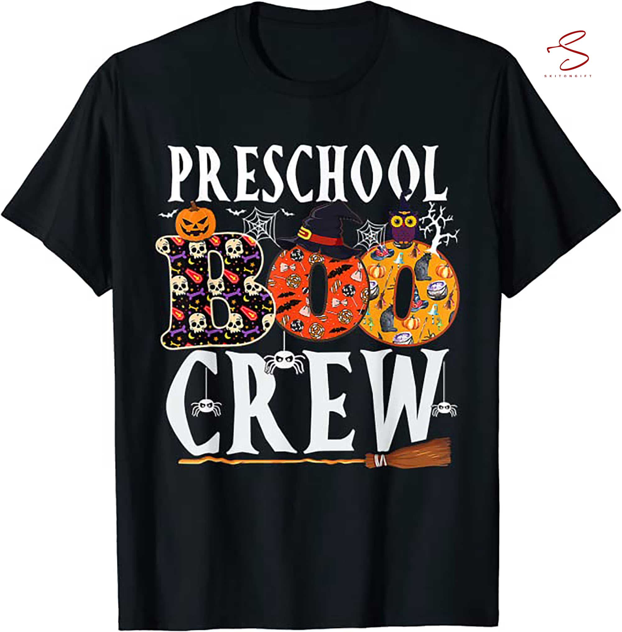 Skitongift Preschool Boo Crew Funny Teacher Halloween Costume T Shirt