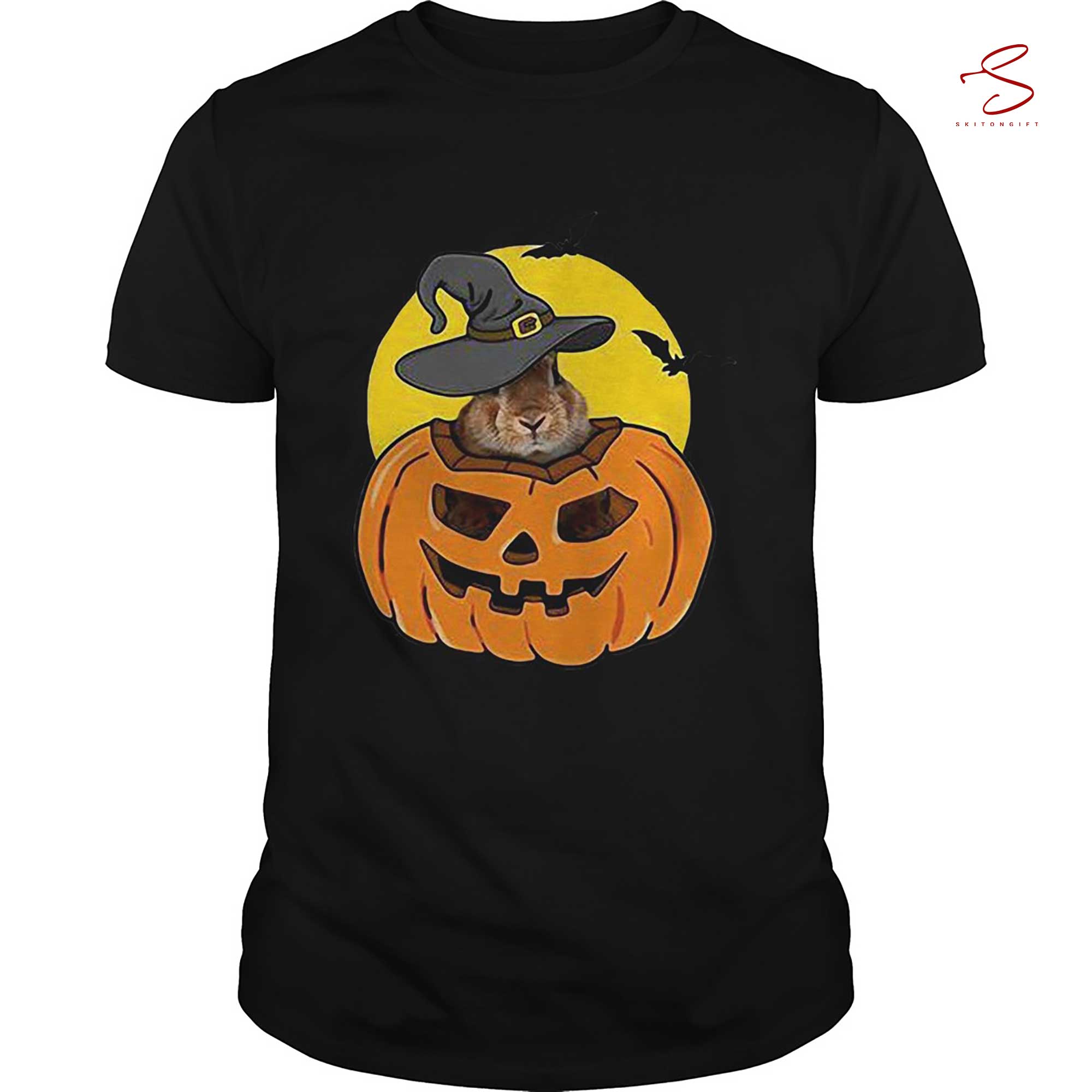 Skitongift Rabbit In Pumpkin Wearing Witch Hat Halloween T Shirt