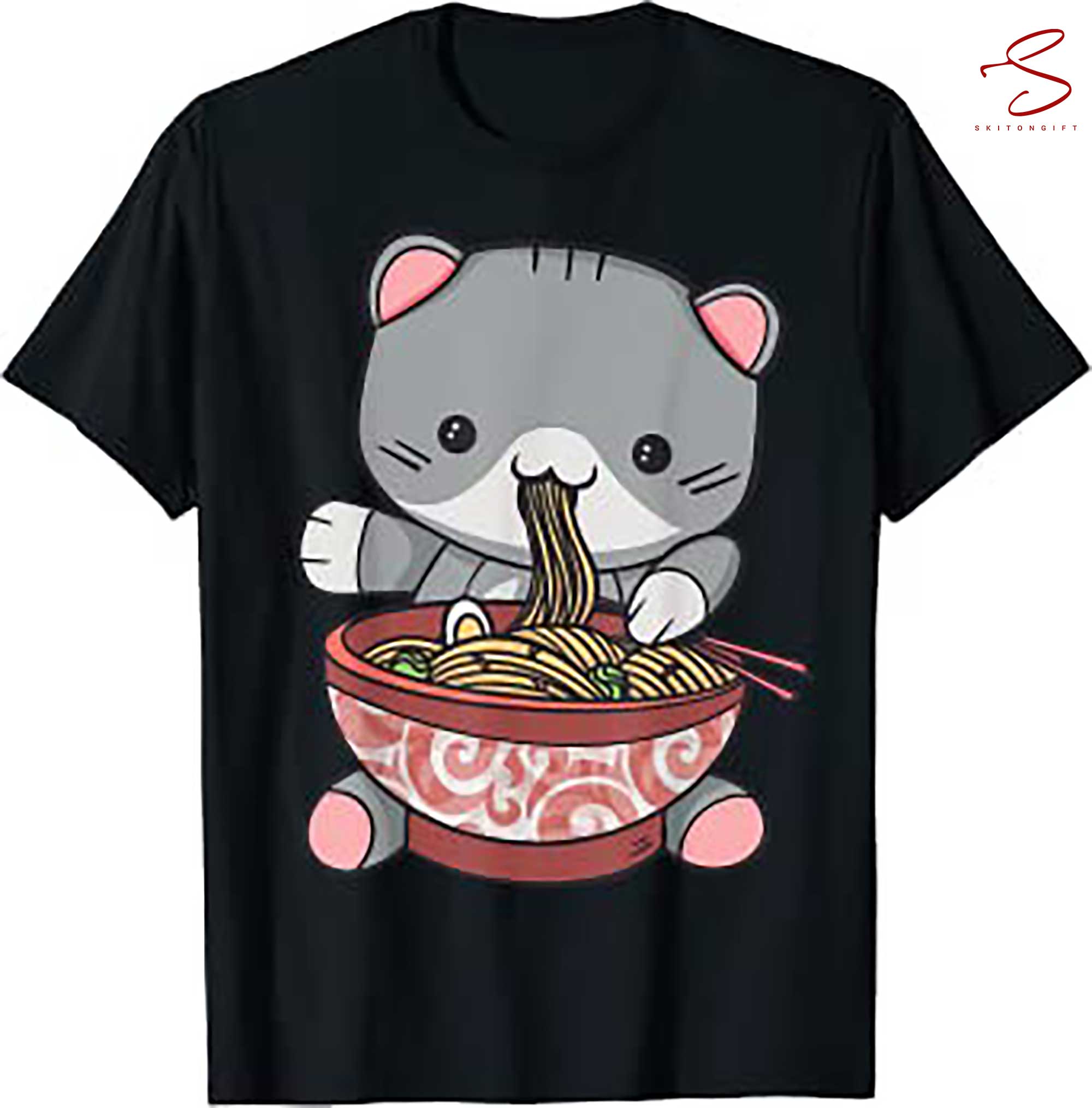 Skitongift Ramen Cat Japanese Kawaii Anime Lover T Shirt