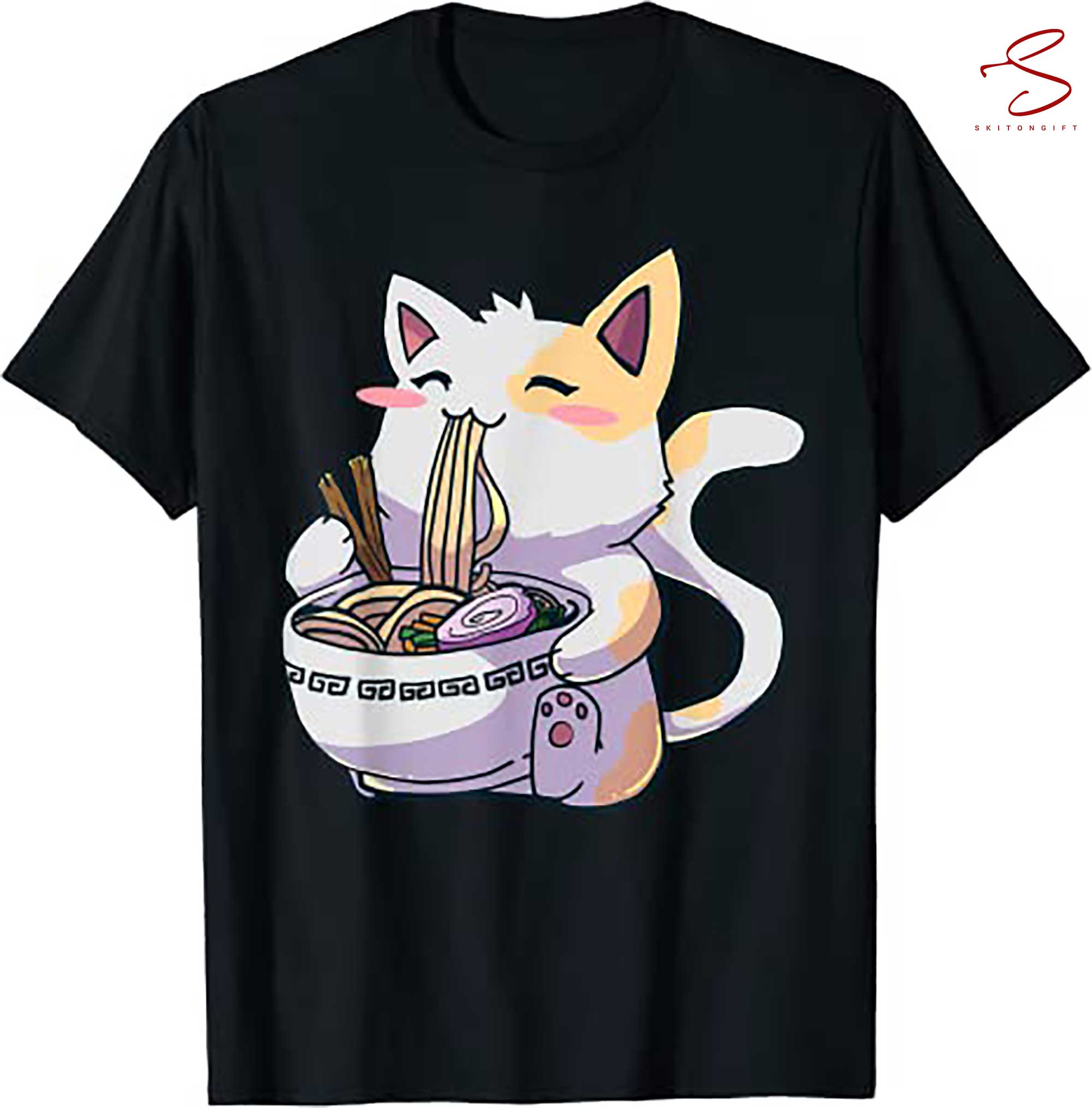 Skitongift Ramen Cat Kawaii Anime Japanese Gift T Shirt