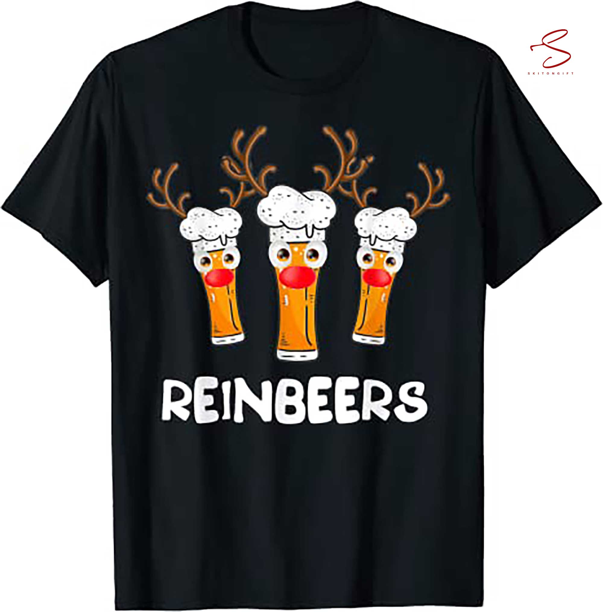 Skitongift Reinbeers Funny Reindeer Christmas Drinking Xmas Gift T Shirt
