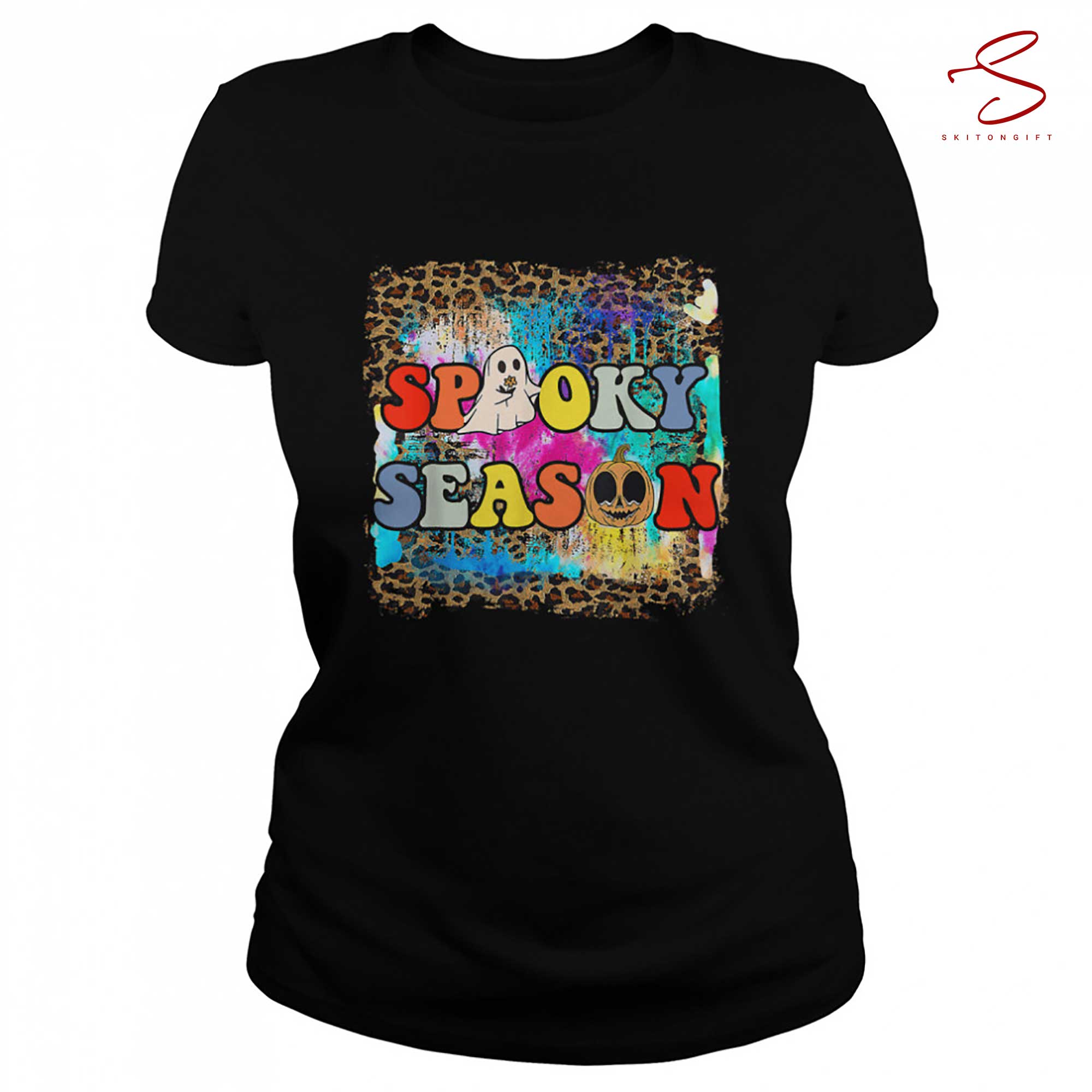 Skitongift Retro Groovy Spooky Season Halloween T Shirt