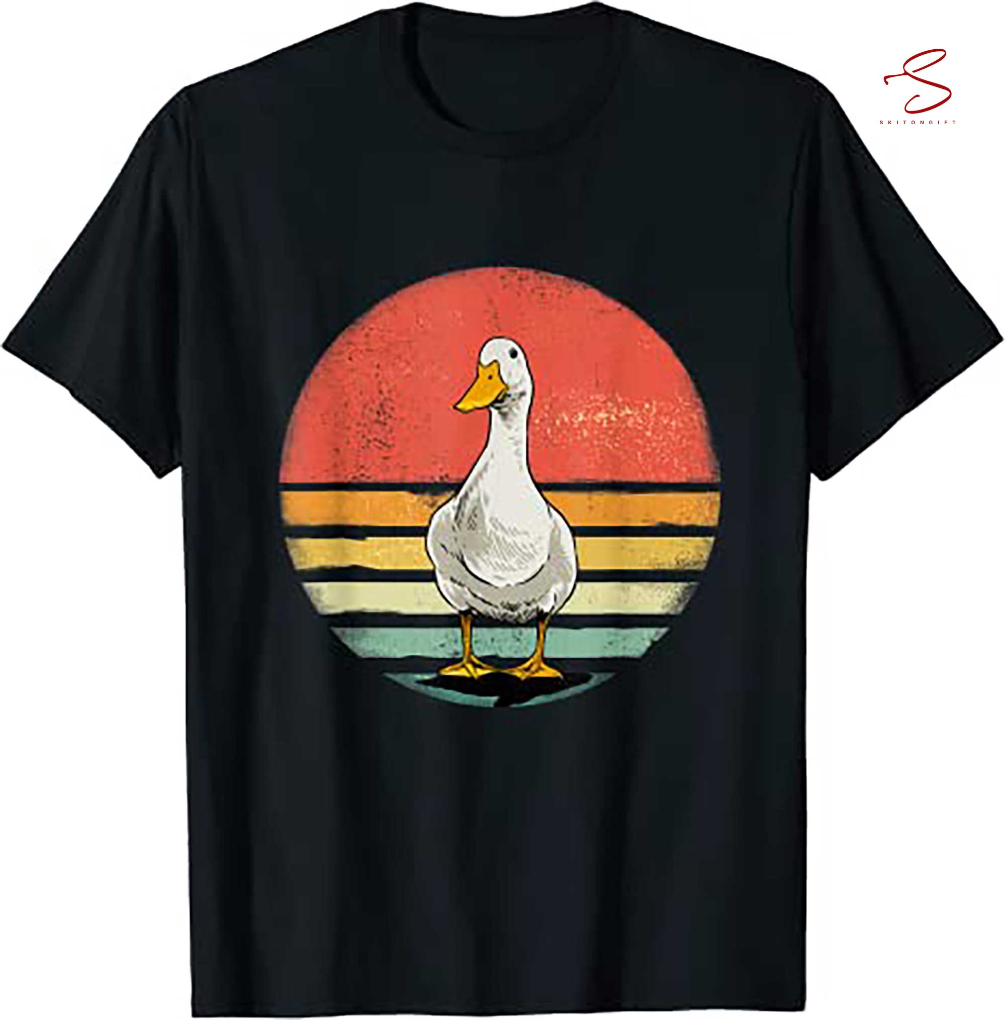 Skitongift Retro Vintage Duck T Shirt Funny Shirts Long Sleeve Tee Hoody Hoodie Heavyweight Pullover Hoodies Sweater