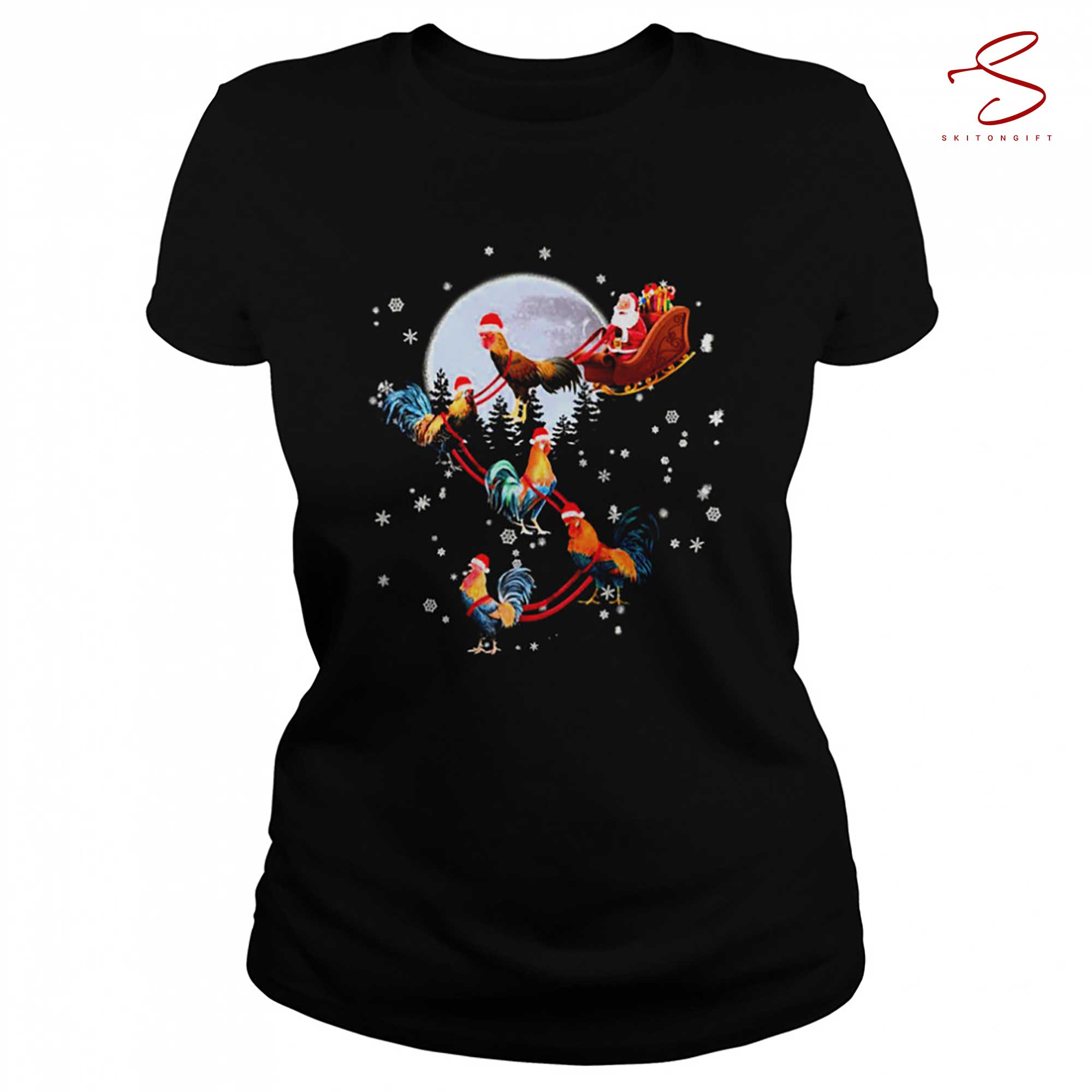 Skitongift Rooster Sled Christmas Tl Graphic Xmas Shirt