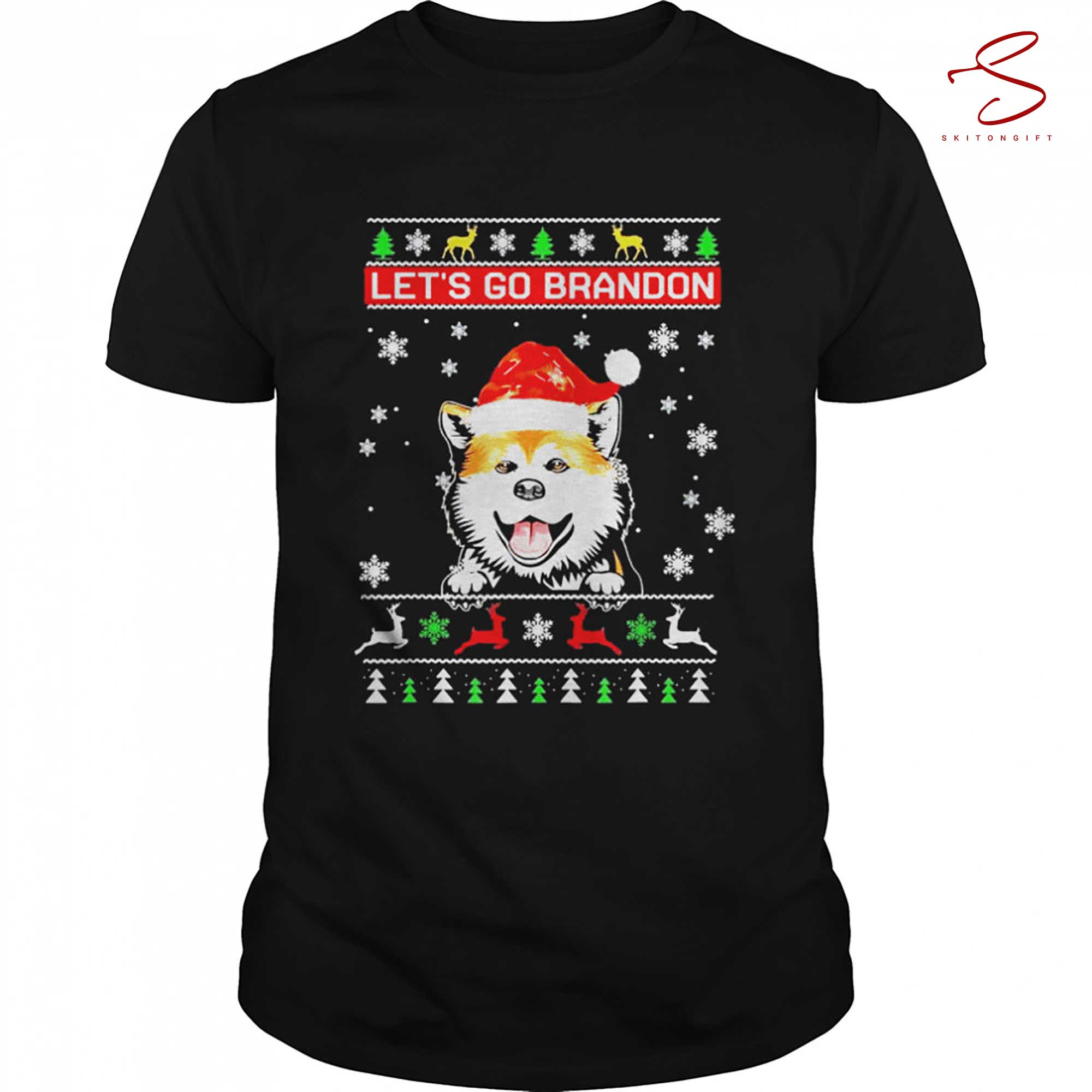 Skitongift Santa Dog Lets Go Christmas Cute Dog T Shirt