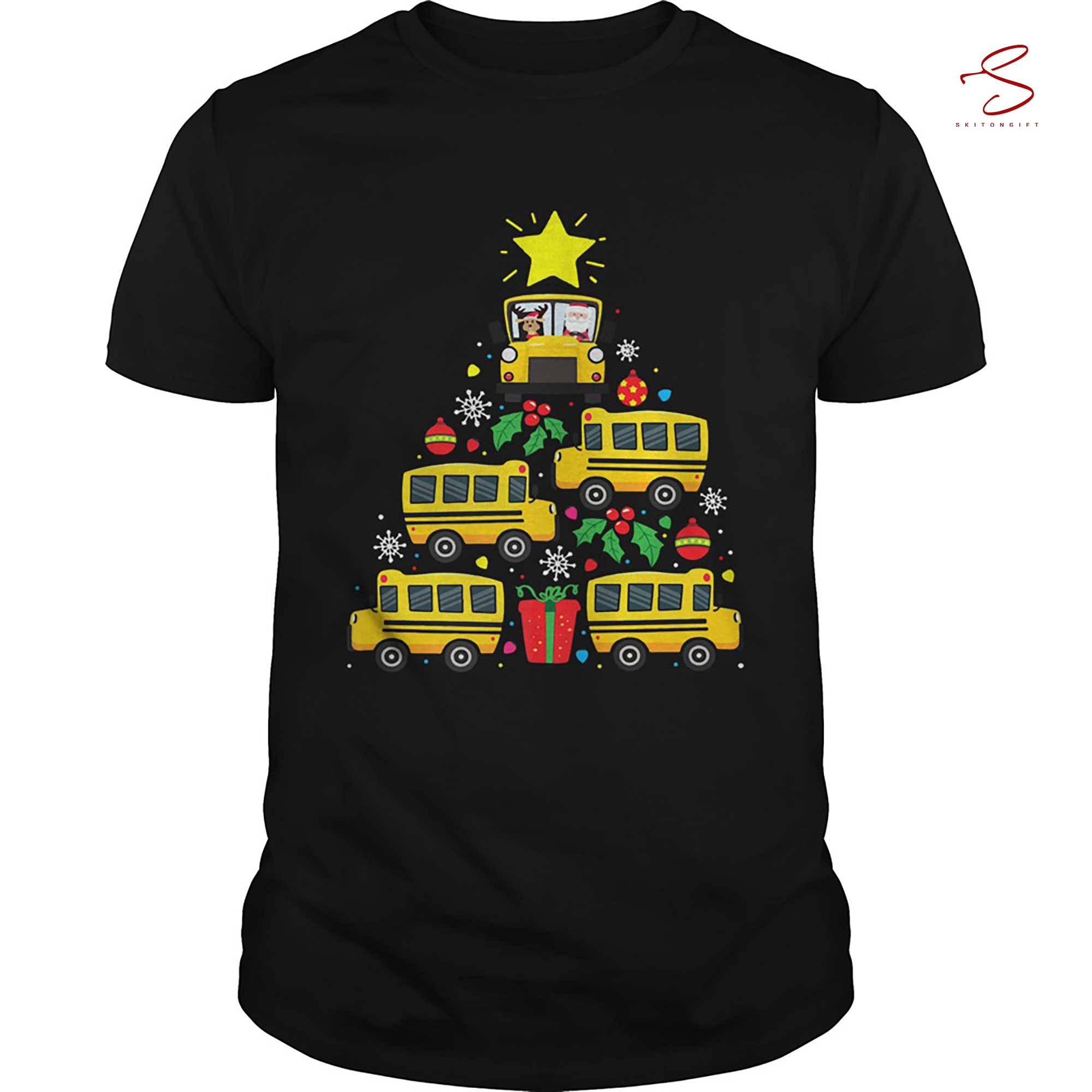 Skitongift School Bus Driver Christmas Tree Shirt
