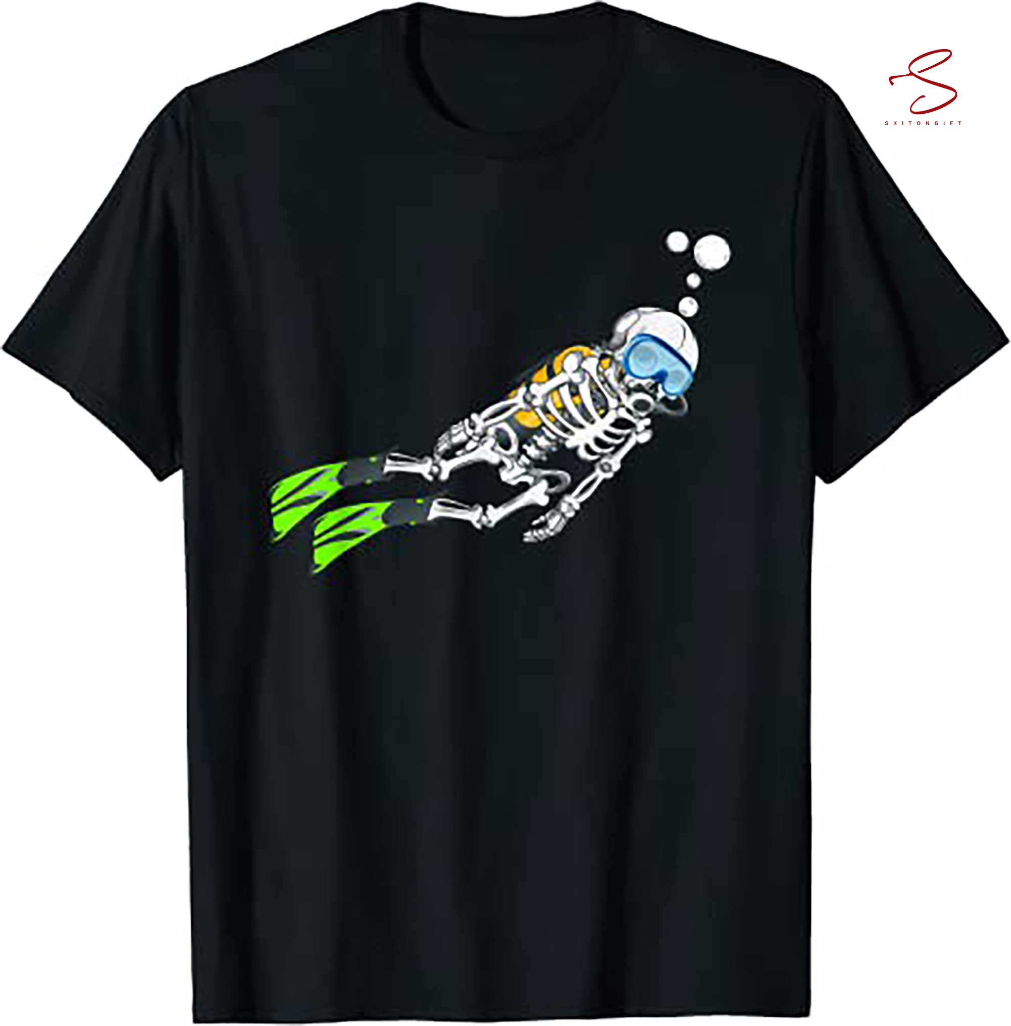 Skitongift Skeleton Scuba Diving Diver T Shirt