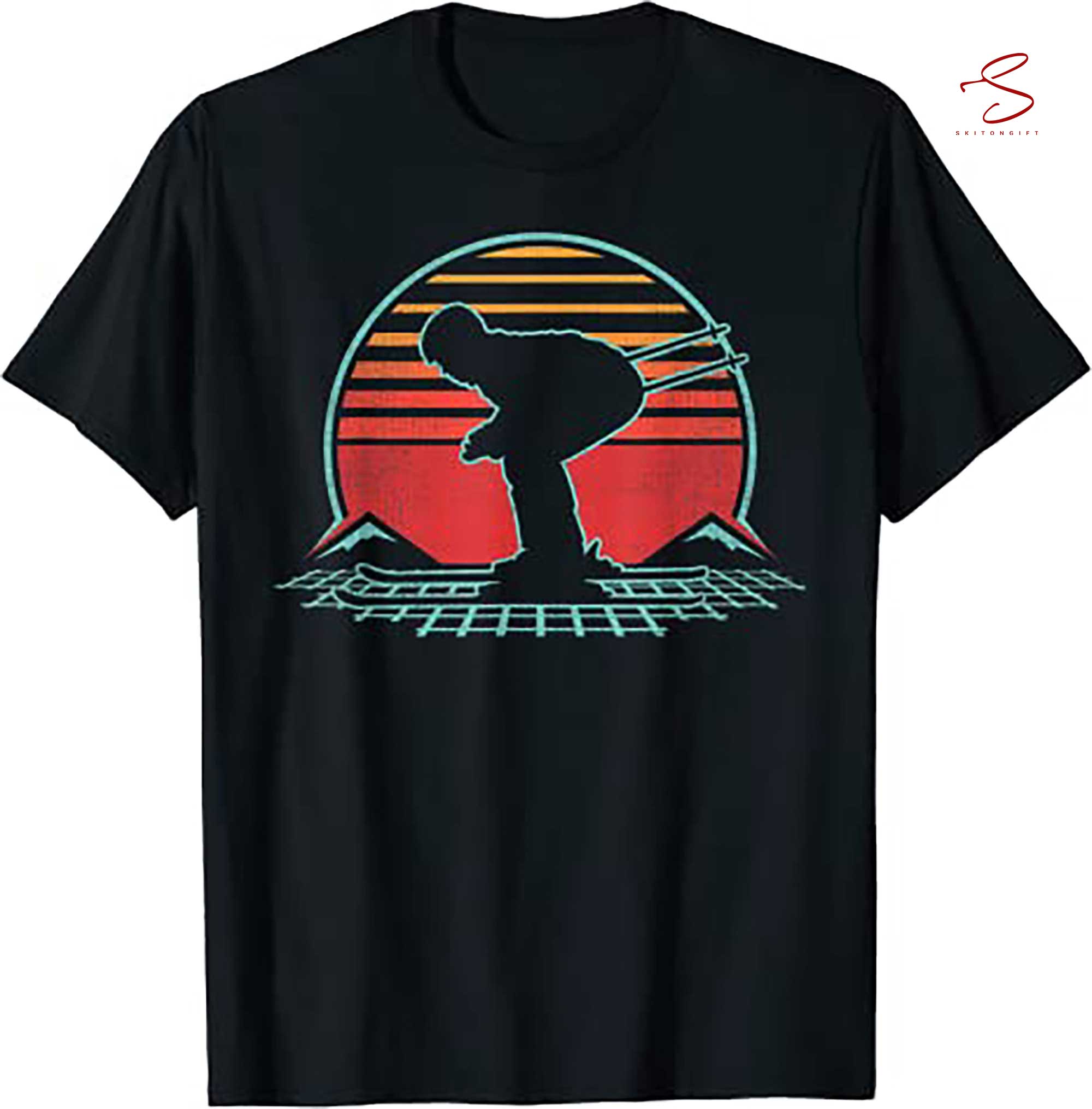 Skitongift Skiing Retro Vintage 80S Style Skier Gift T Shirt