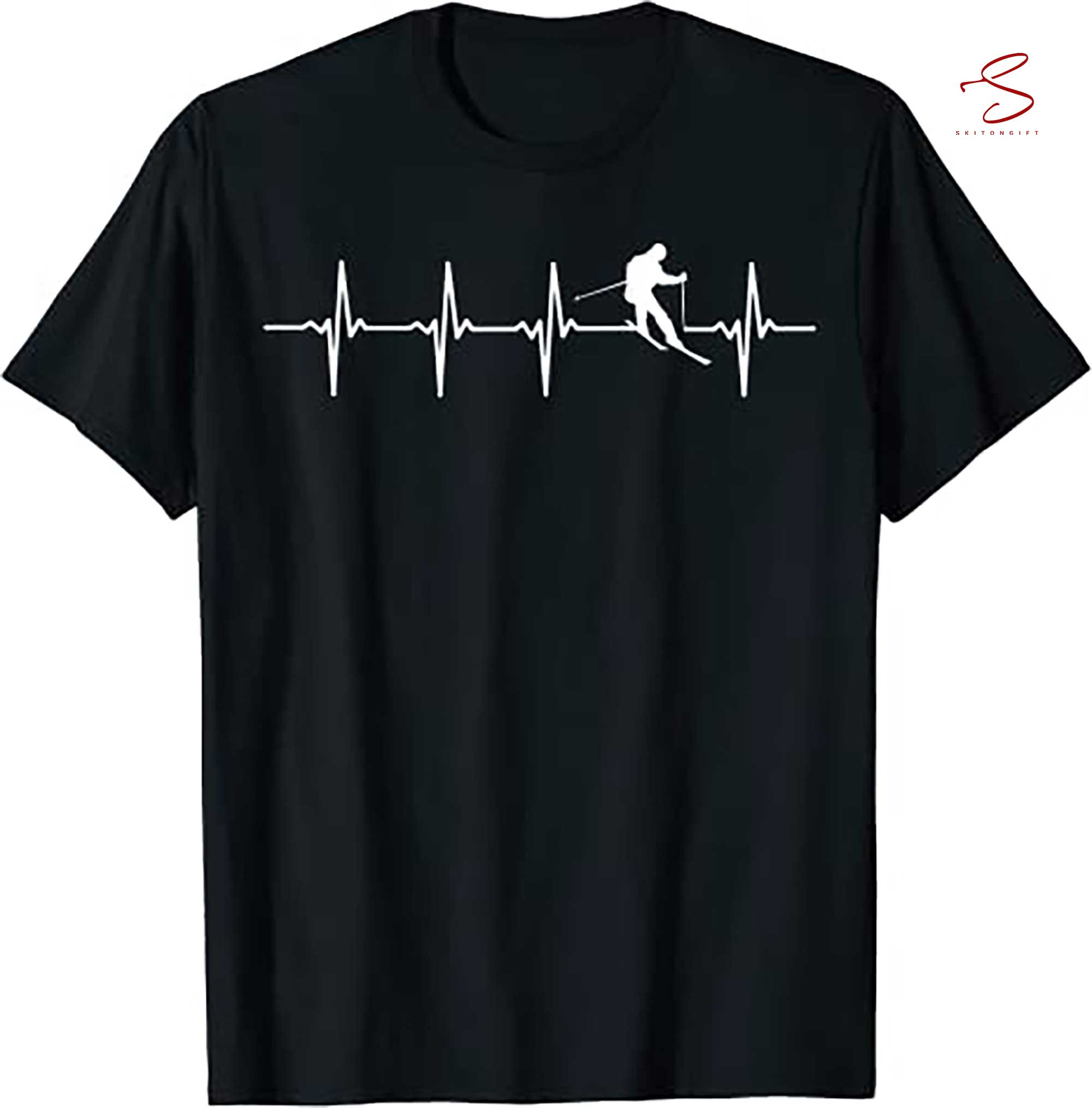 Skitongift Skiing Ski Heartbeat T Shirt Gift For Skiers