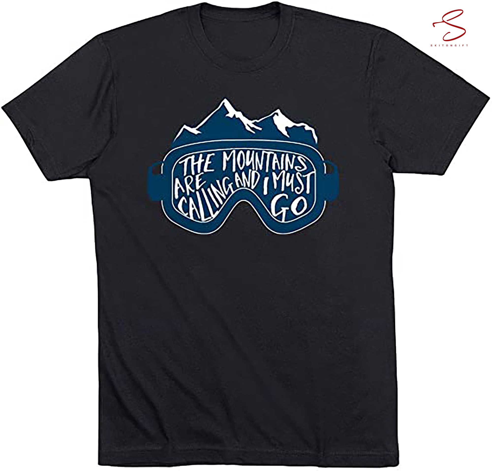 Skitongift Skiing The Mountains Are Calling Short Sleeve T Shirt
