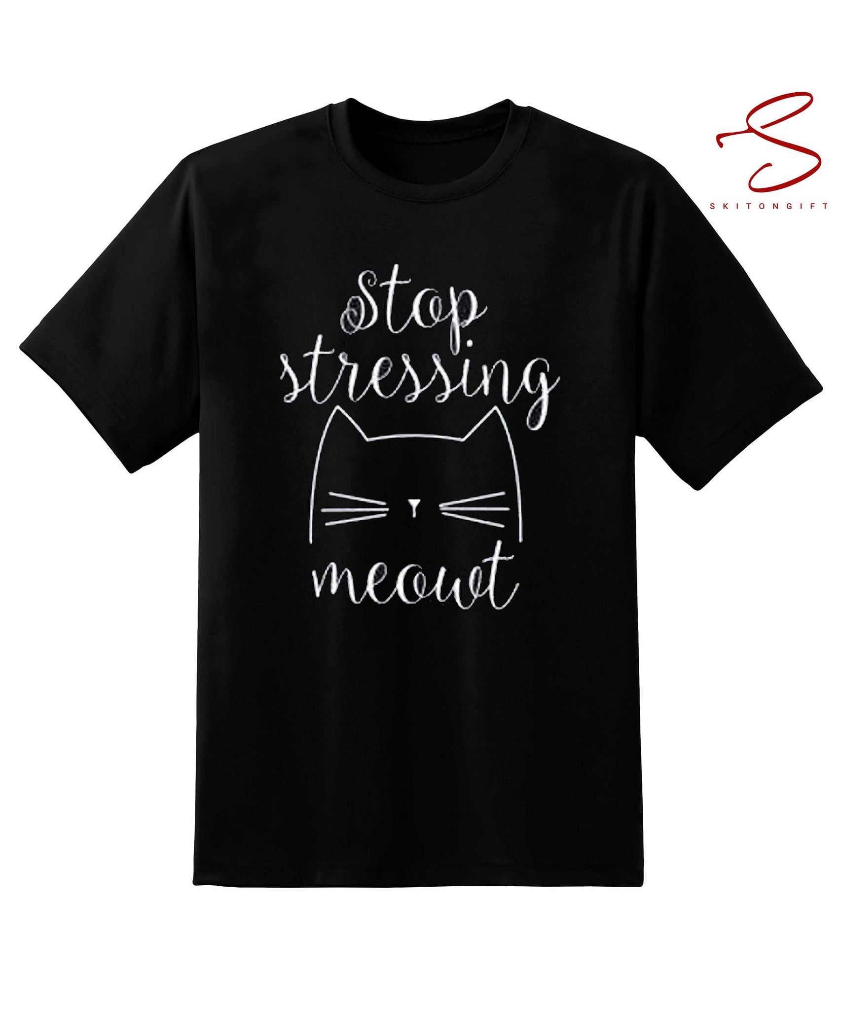 Skitongift Stop Stressing Meowt Cat T Shirt Cute Cat Lover Shirt Funny Shirts Long Sleeve Tee Hoody Hoodie