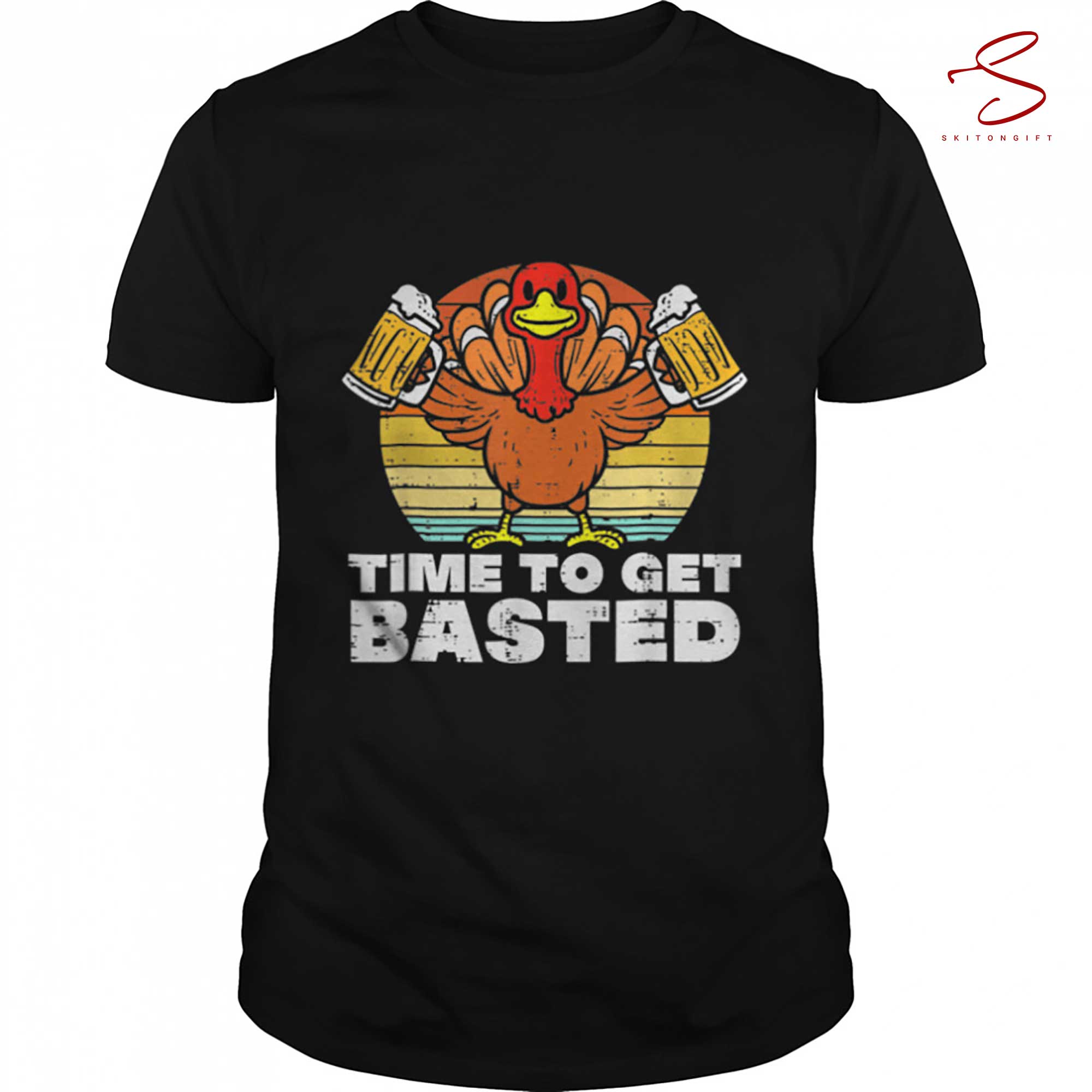 Skitongift Turkey Time To Get Basted Retro Happy Thanksgiving Food Fan T Shirt Funny Shirts Long Sleeve Tee Hoody Hoodie