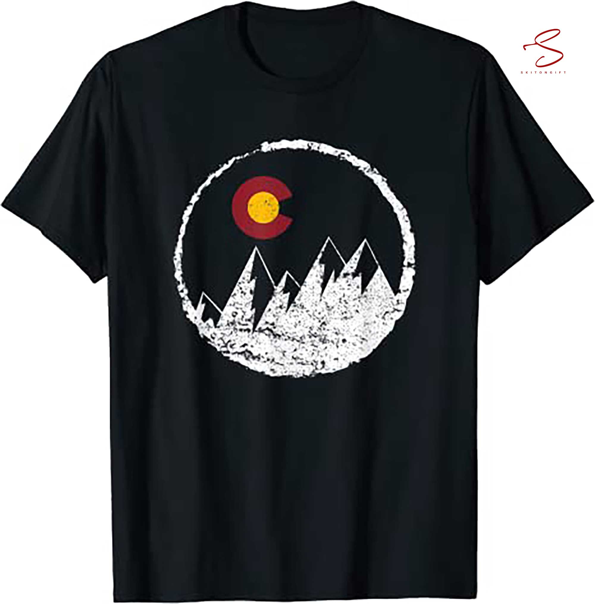 Skitongift Vintage Mountains Skiing Hiking T Shirt