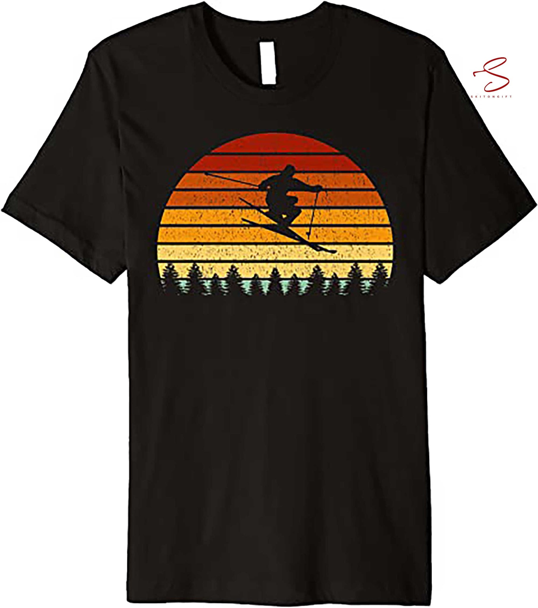Skitongift Vintage Sunset Skiing Gift For Skiers T Shirt