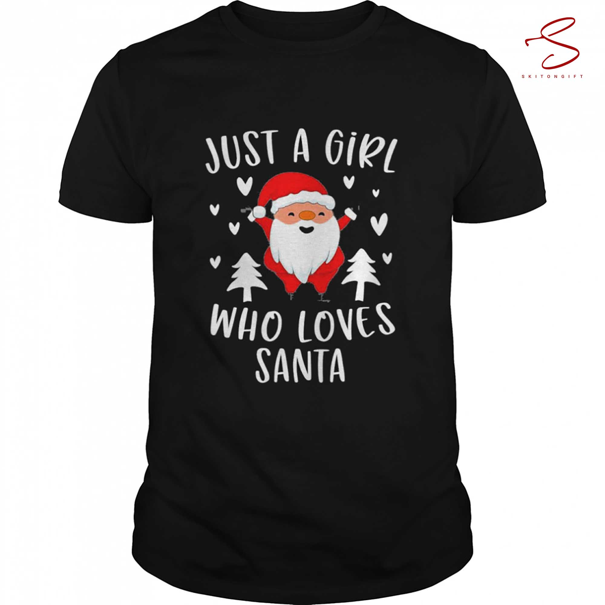 Skitongift Who Loves Santa Cute Christmas Xmas Tree T Shirt