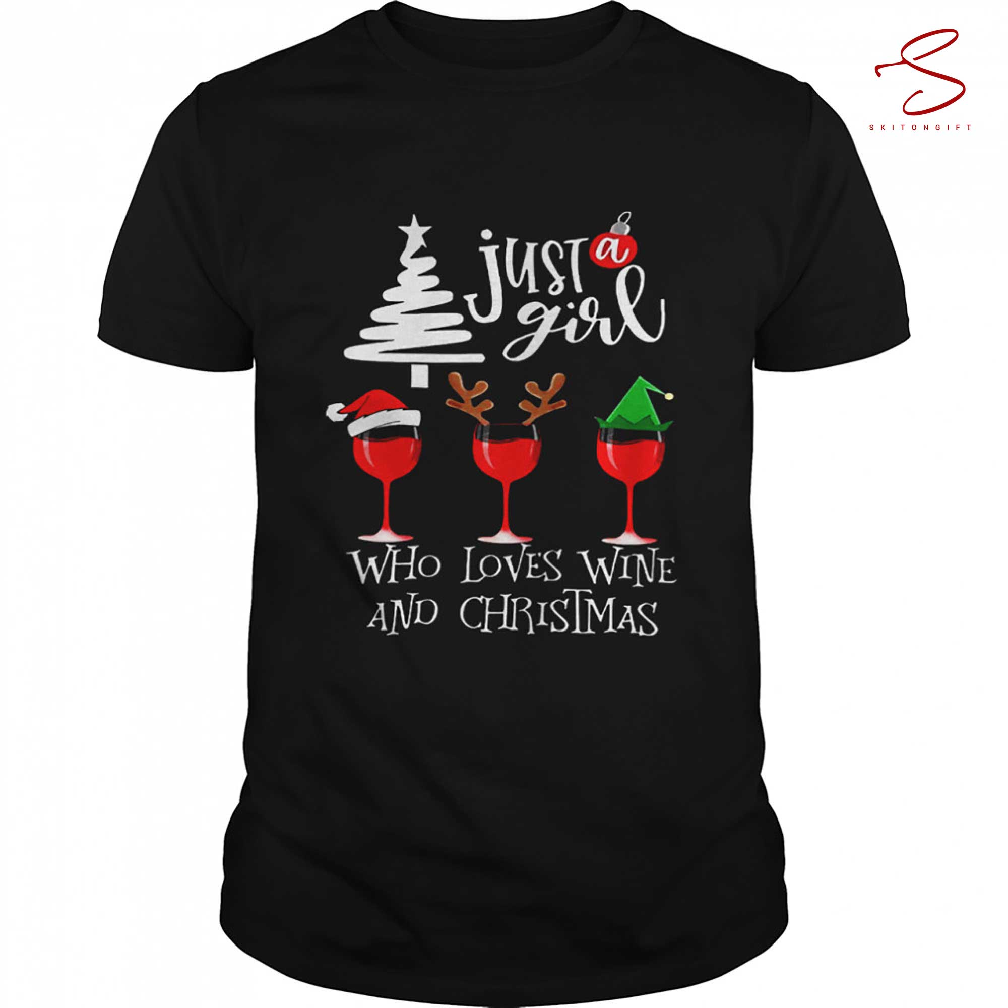 Skitongift Who Loves Wine And Christmas Shirt