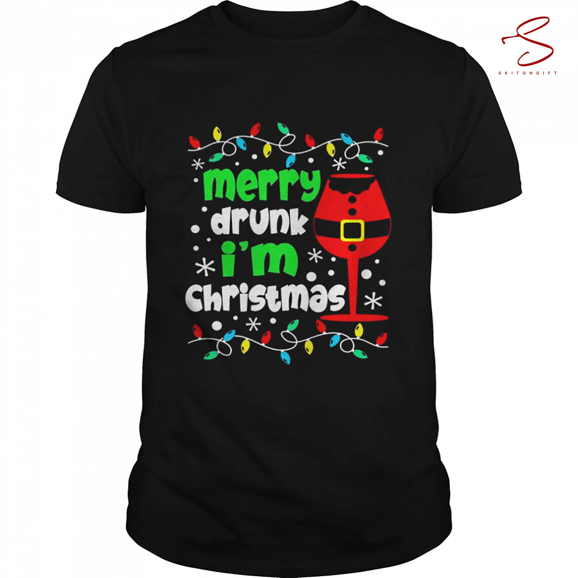 Skitongift Wine Merry Drunk Im Christmas Lights Shirt