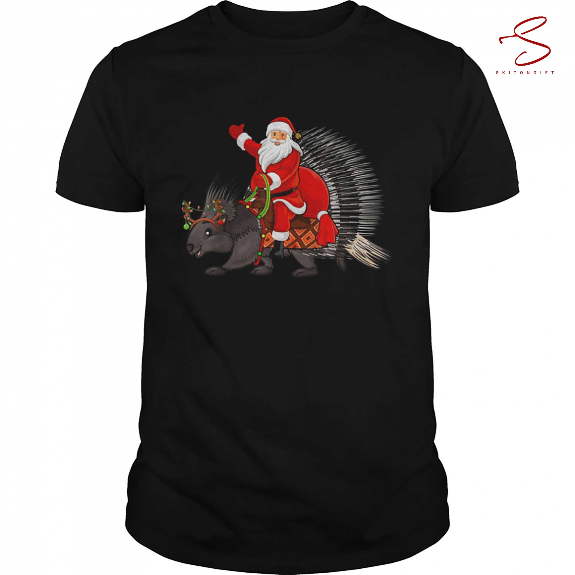 Skitongift Xmas Family Matching Santa Riding Christmas Shirt