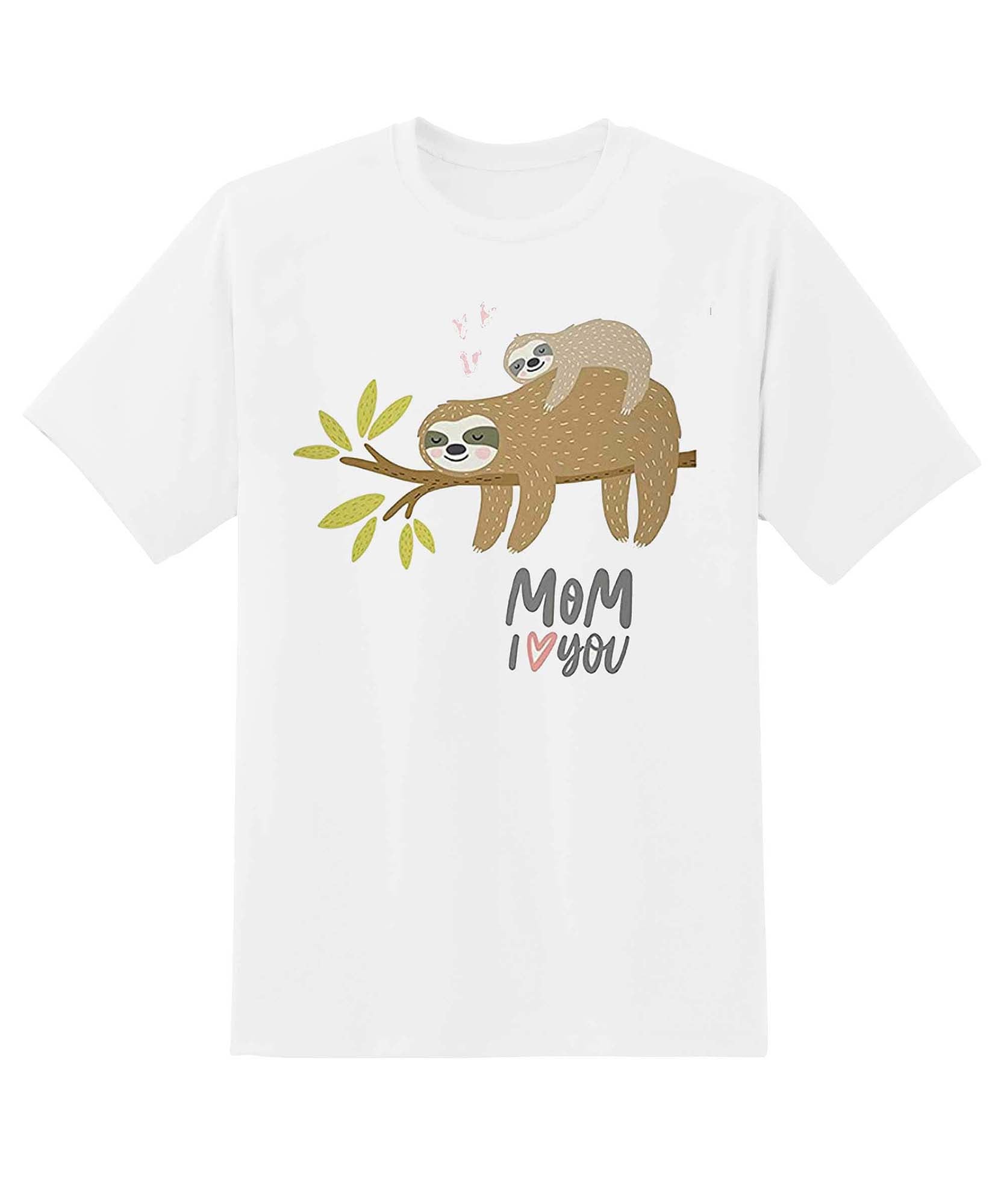 Skitongift Sloth Mom I Love You Funny Shirts Hoodie Sweater Short Sleeve Casual Shirt