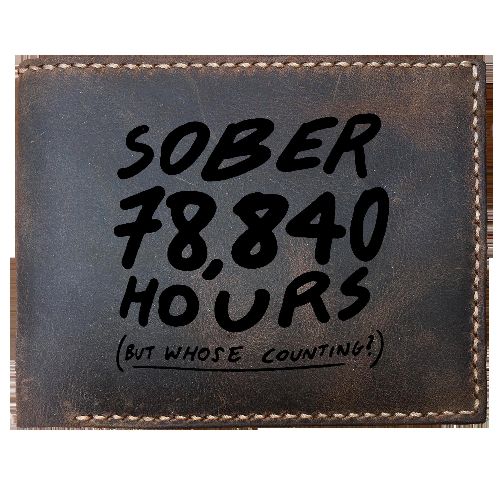 Skitongifts Funny Custom Laser Engraved Bifold Leather Wallet For Men, Sober 78840 Hours