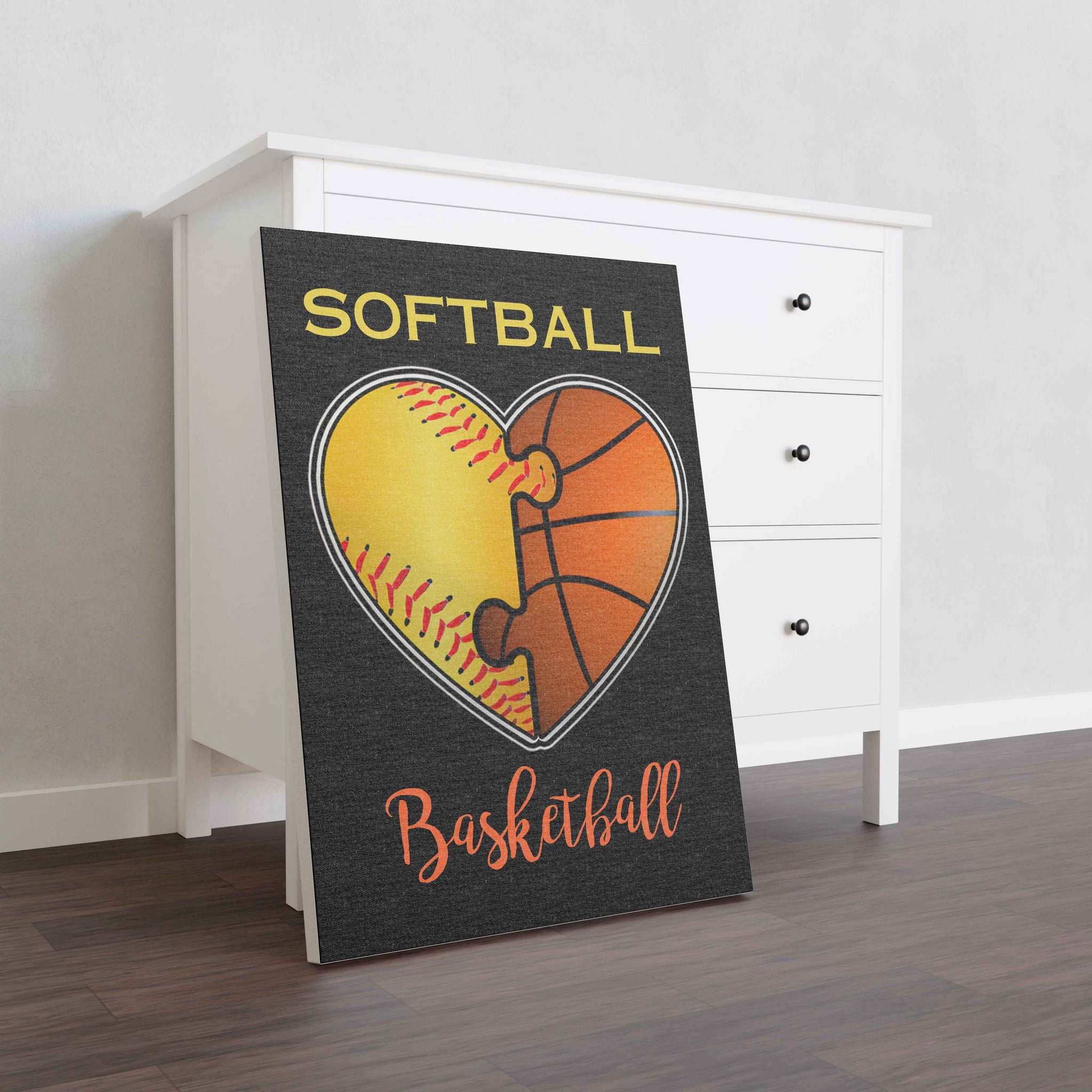 Skitongifts Wall Decoration, Home Decor, Decoration Room Softball Basketball Heart-TT2801