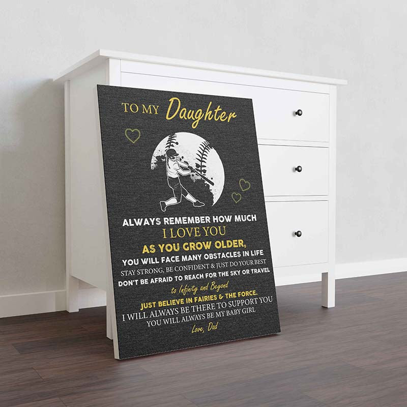 Skitongifts Wall Decoration, Home Decor, Decoration Room Softball Dad To Daughter I Love You-TT0401