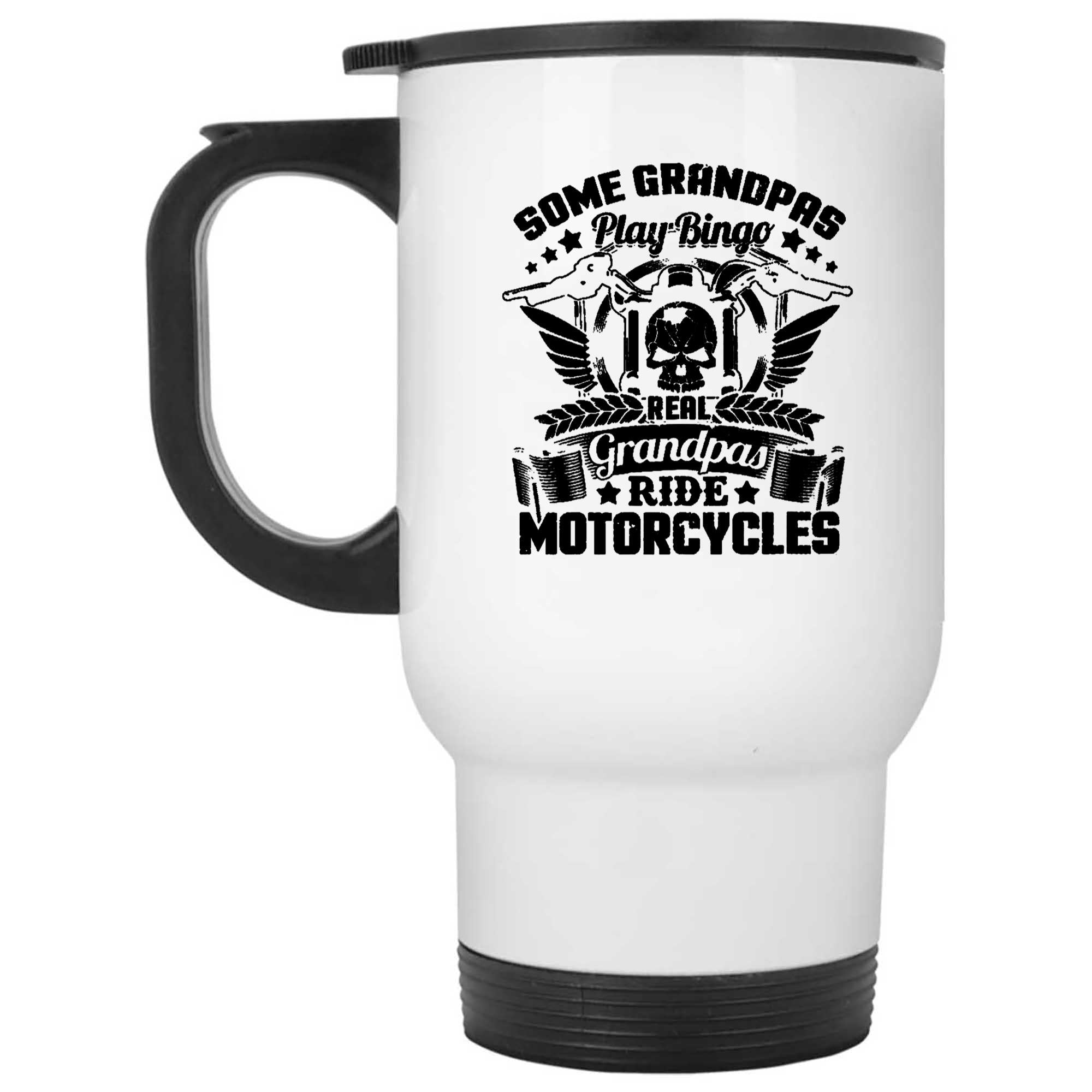 Skitongifts Funny Ceramic Novelty Coffee Mug Some Grandpas Play Bingo Real Grandpas Ride Motorcycles Biker eWGYe90
