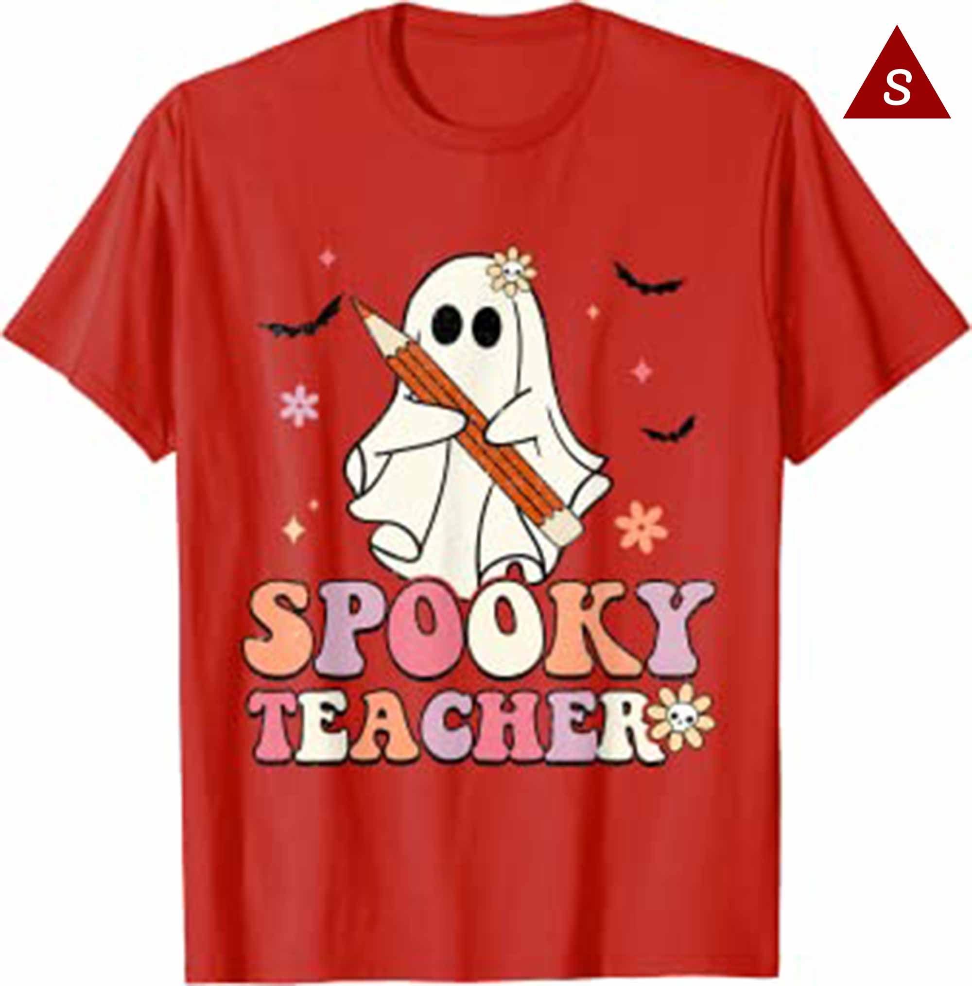 Skitongift Spooky Teacher Ghost Halloween Groovy Retro Trick Or Treat T Shirt