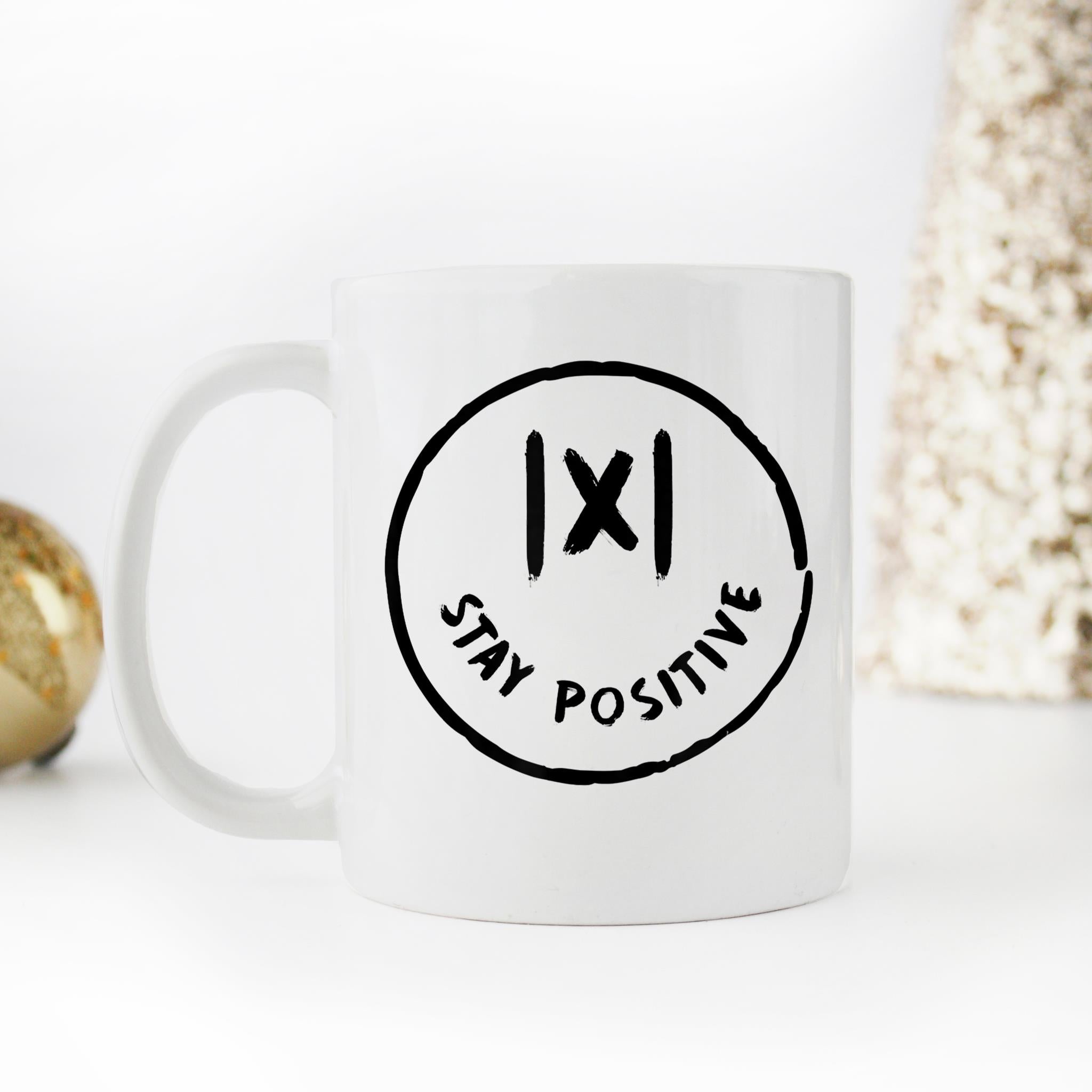 Skitongifts Funny Ceramic Novelty Coffee Mug Stay Positive FSJZA2u