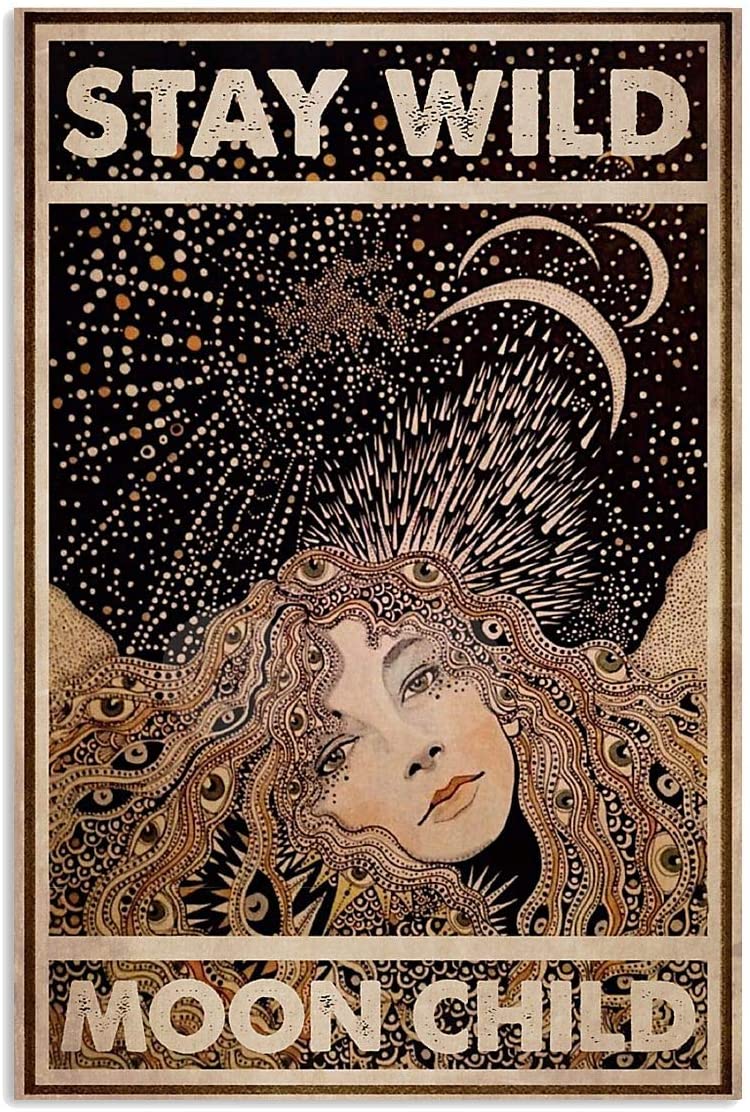 Stay Wild Moon Child Abstract Girl Woman Hair Spiritual Vintage