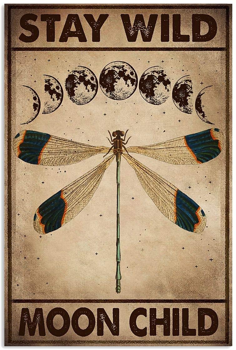 Stay Wild Moon Child Mini Dragonfly Moon Phase Beige