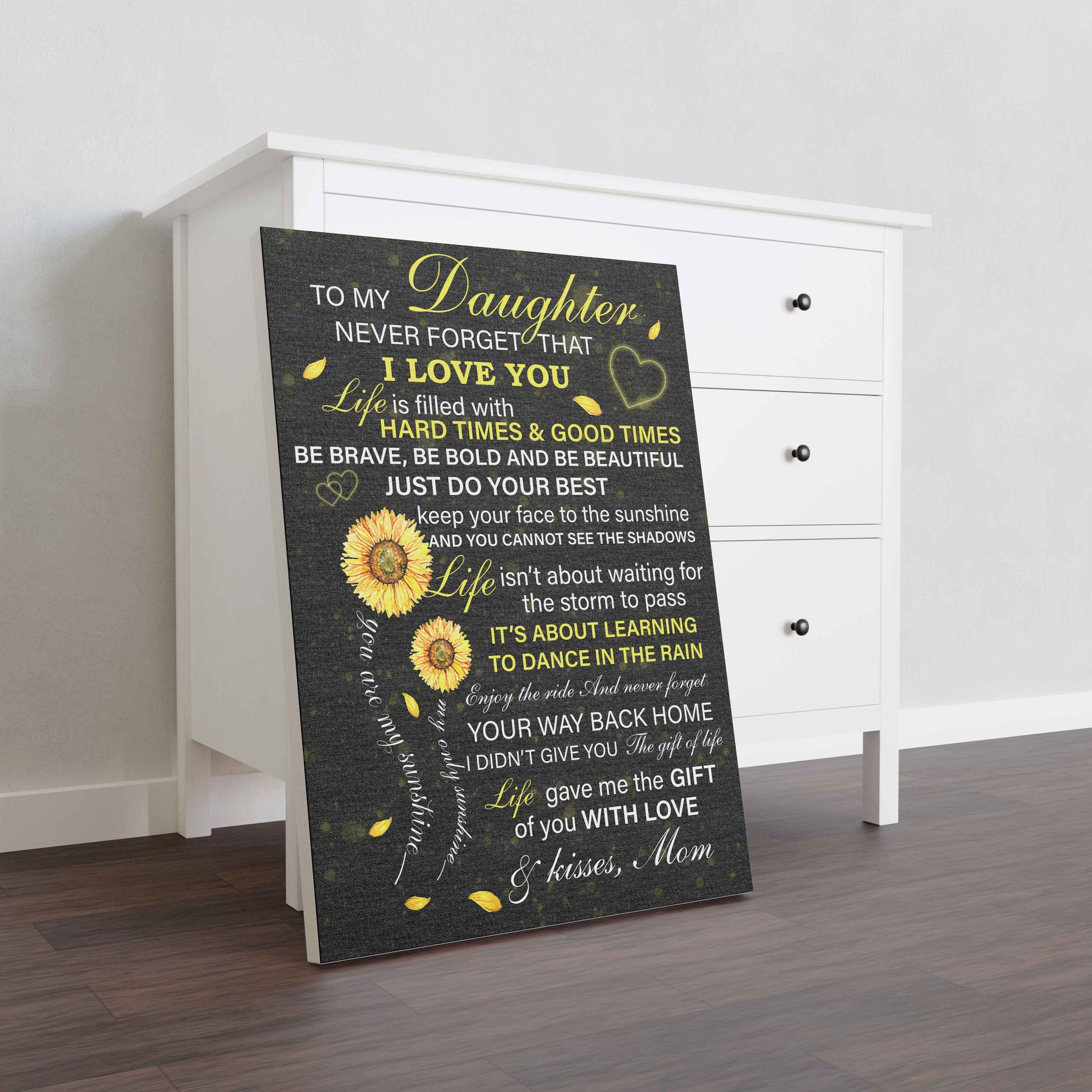 Skitongifts Wall Decoration, Home Decor, Decoration Room Sunflower Mom To My Daughter Never Forget That I Love You-TT1501