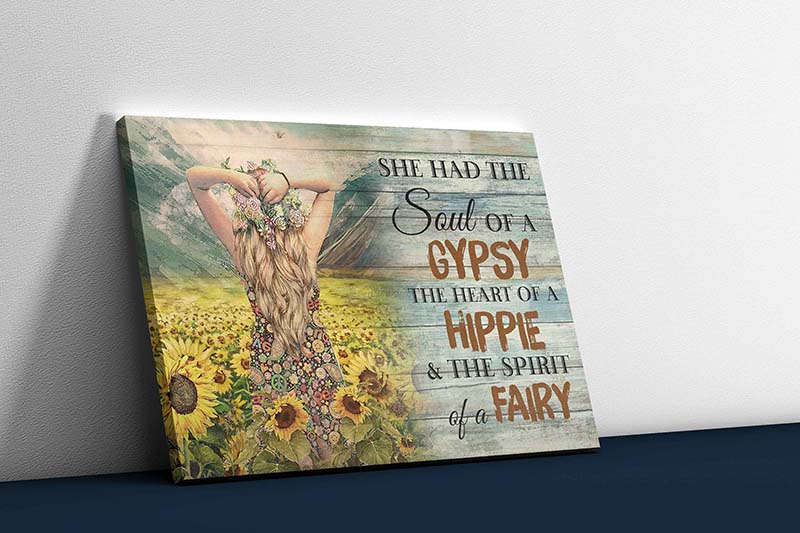 Skitongifts Wall Decoration, Home Decor, Decoration Room Sunflowers Hippie She Had The Soul Of A Gypsy-TT3003