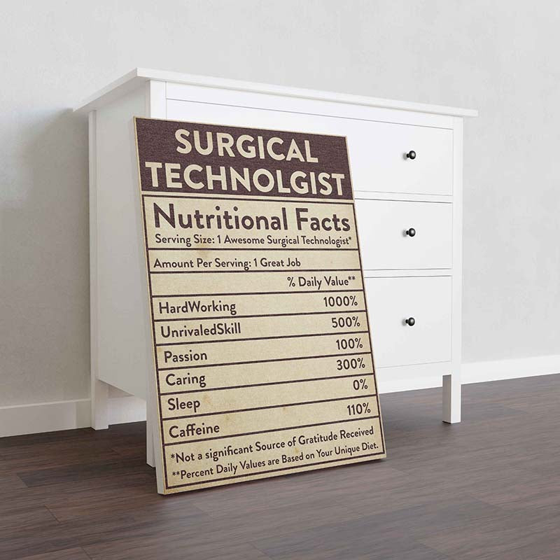 Skitongifts Wall Decoration, Home Decor, Decoration Room Surgical Technolgist Nutritional Facts Label-TT1210