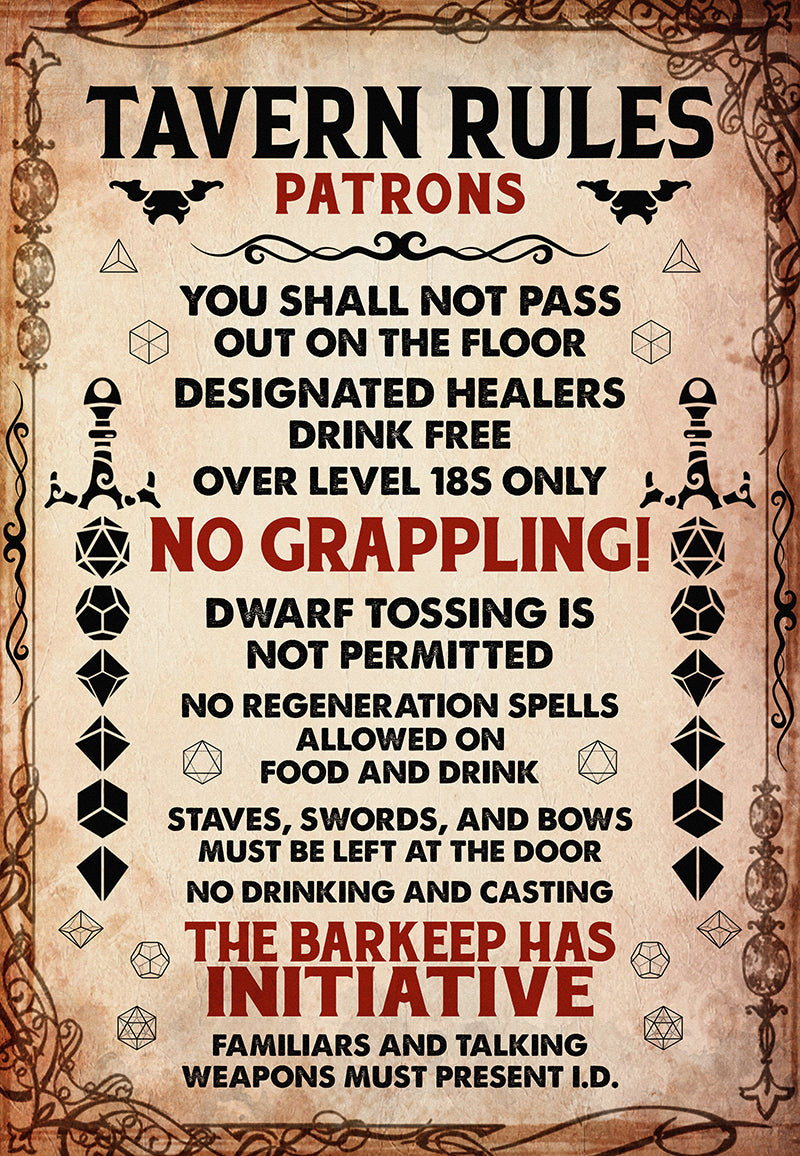 Tavern Rules Patrons For Hallowwen Decor MH0109