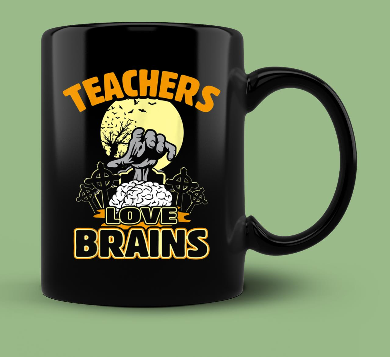 Skitongift Ceramic Novelty Coffee Mug Teacher Spooky Halloween Mug Teachers Love Brains