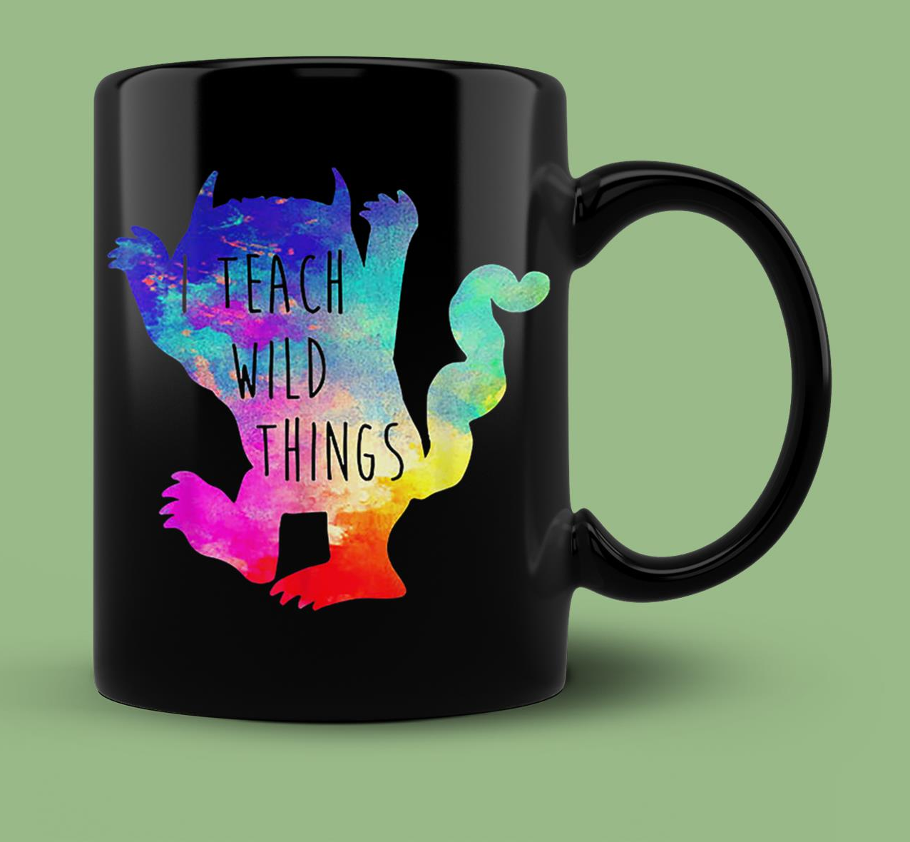 Skitongift Ceramic Novelty Coffee Mug Teacher Spooky Halloween Mugs I Teach Wild Things Monster