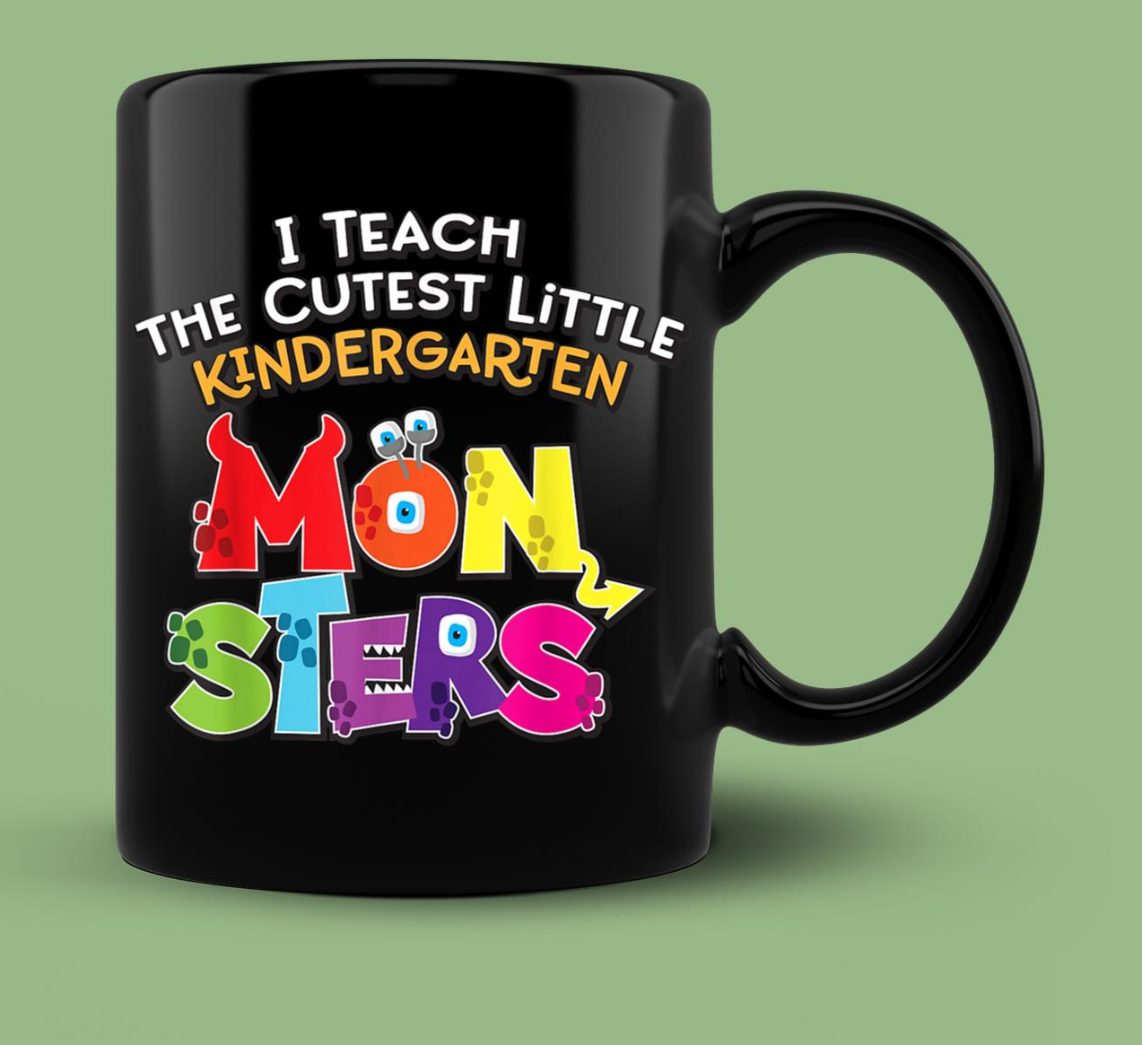 Skitongift Ceramic Novelty Coffee Mug Teacher Spooky Halloween Mugs I Teach the Cutest Kindergarten Monsters