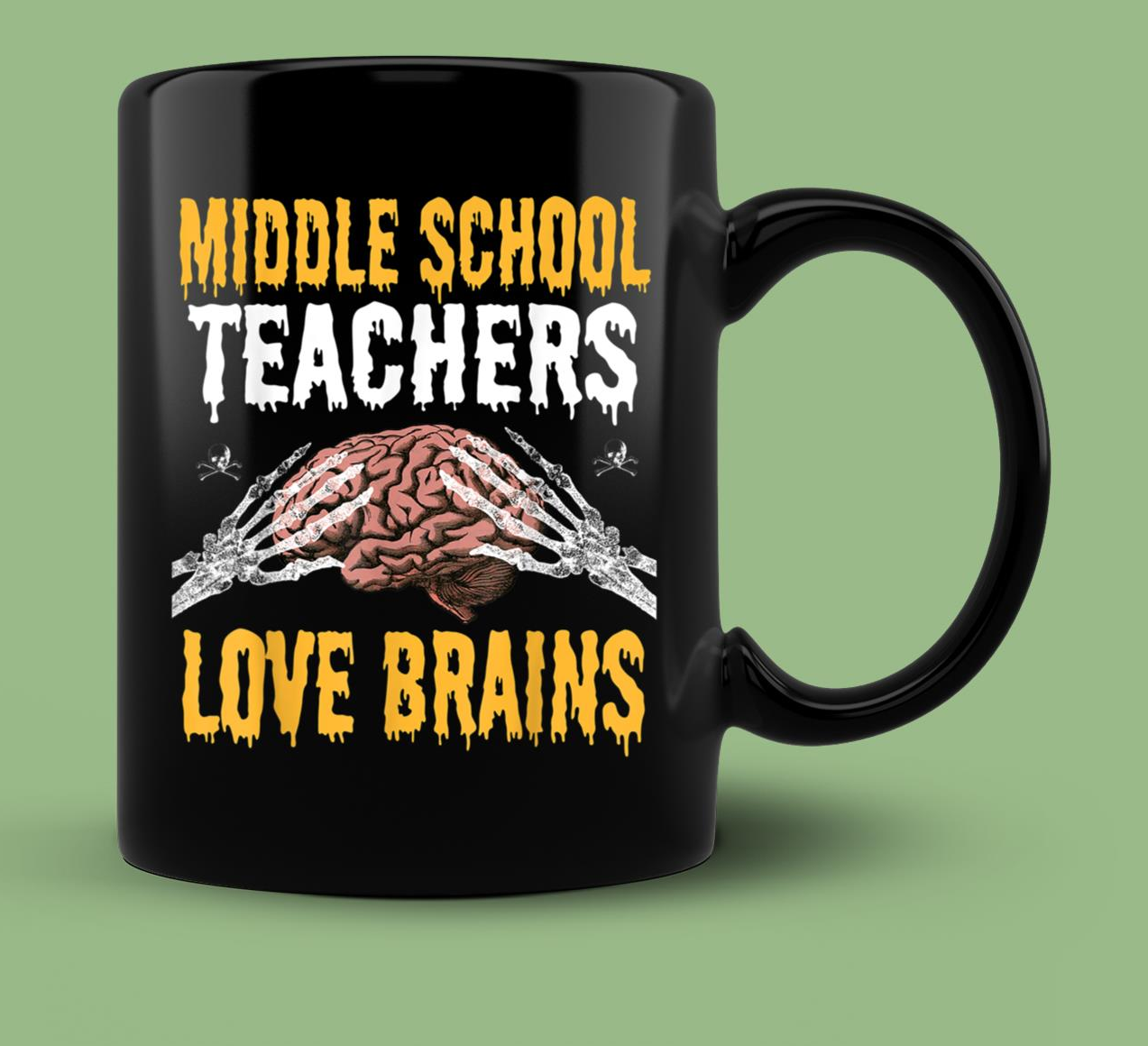 Skitongift Ceramic Novelty Coffee Mug Teacher Spooky Halloween Mugs Middle School Teachers Love Brains