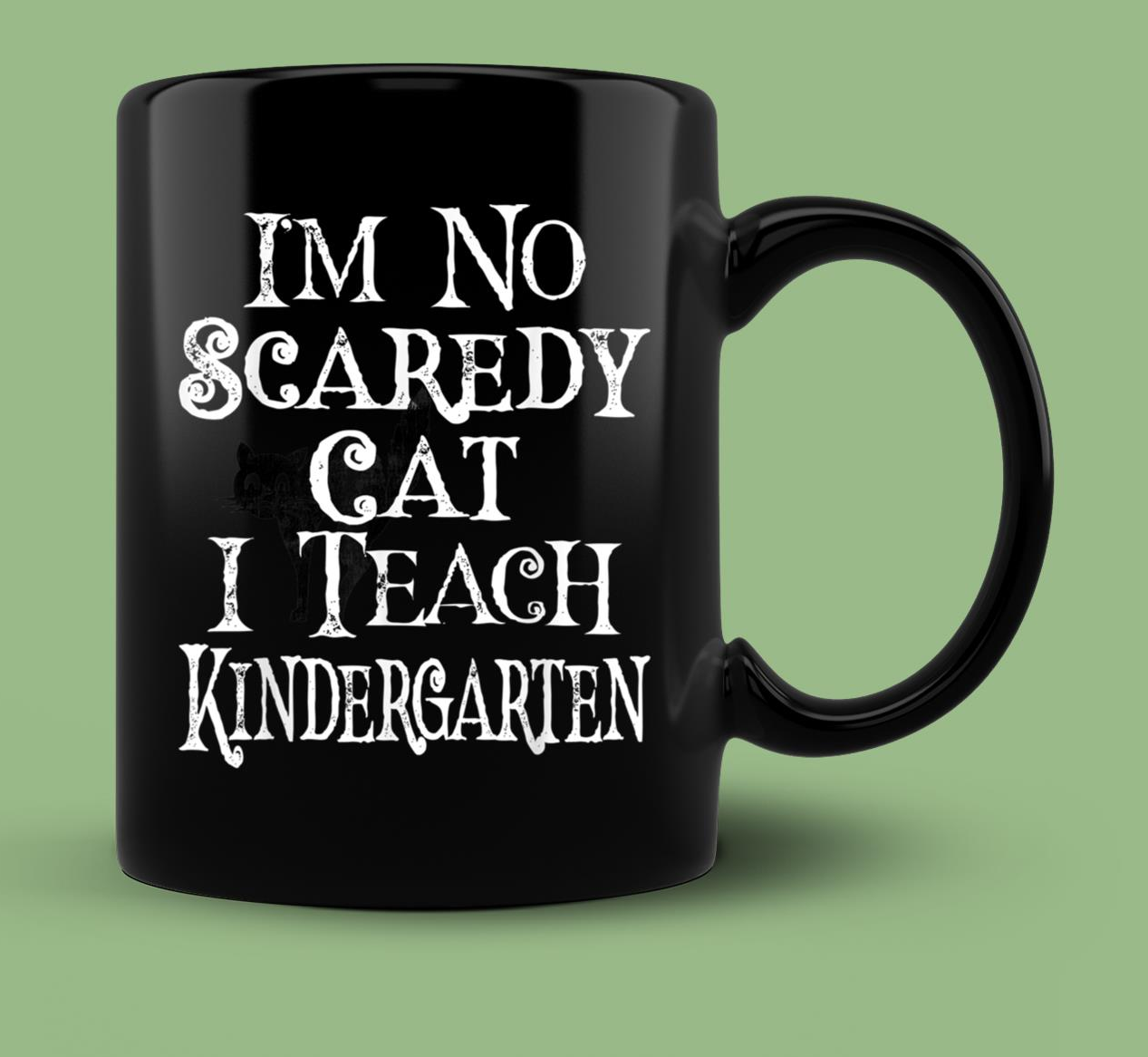 Skitongift Ceramic Novelty Coffee Mug Teacher Spooky Halloween Mugs Scaredy Cat I Teach Kindergarten