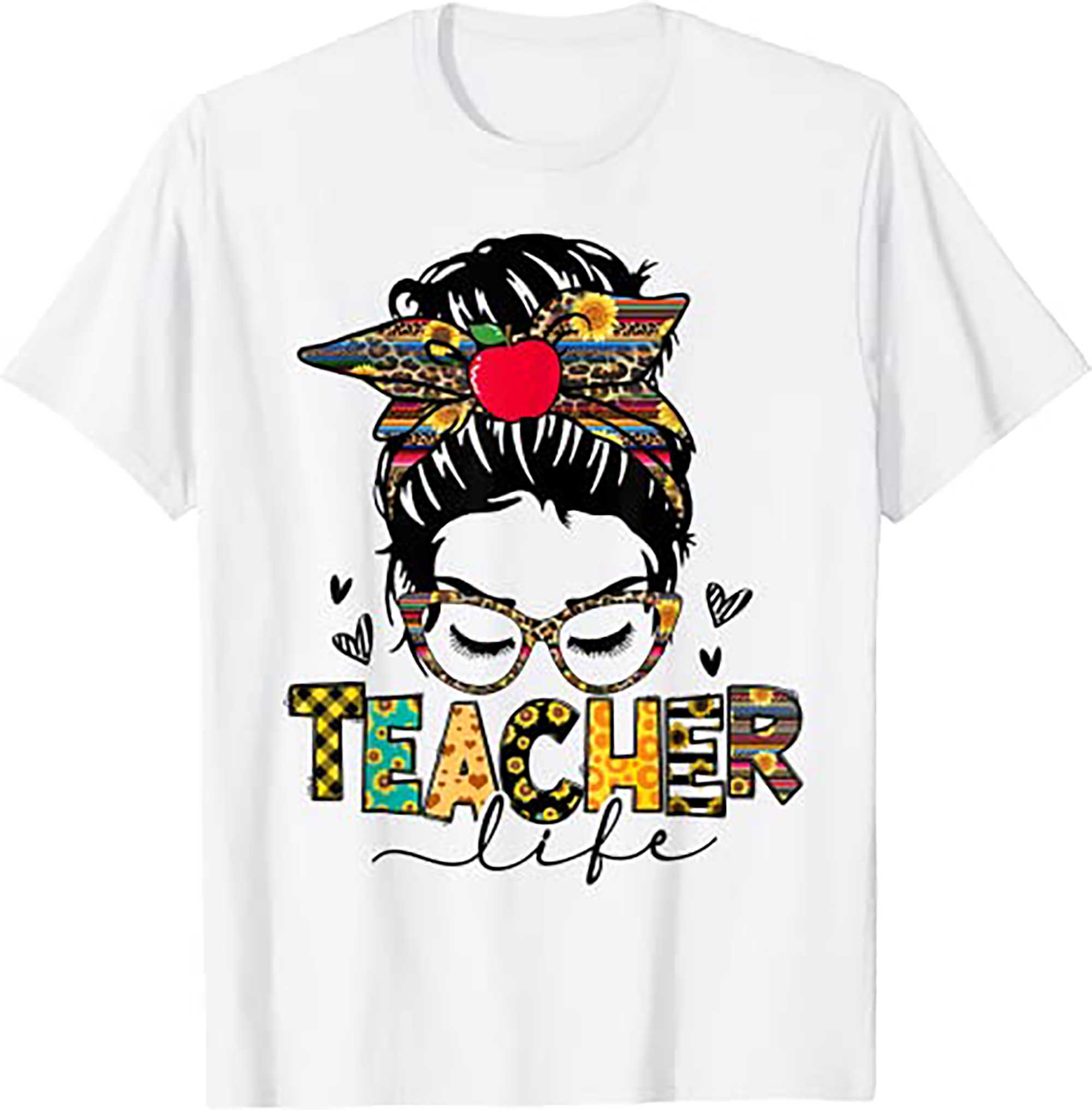 Skitongift Teacher Life Messy Bun Teachers Day First Day Of School T Shirt