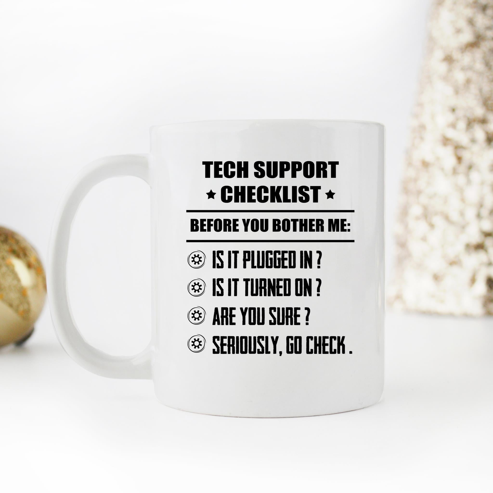 Skitongifts Funny Ceramic Novelty Coffee Mug Tech Support Checklist 29L1sgt
