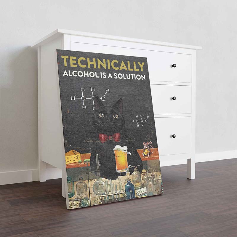 Technically Alcohol Is A Solution Name Cat And Beer TT0909